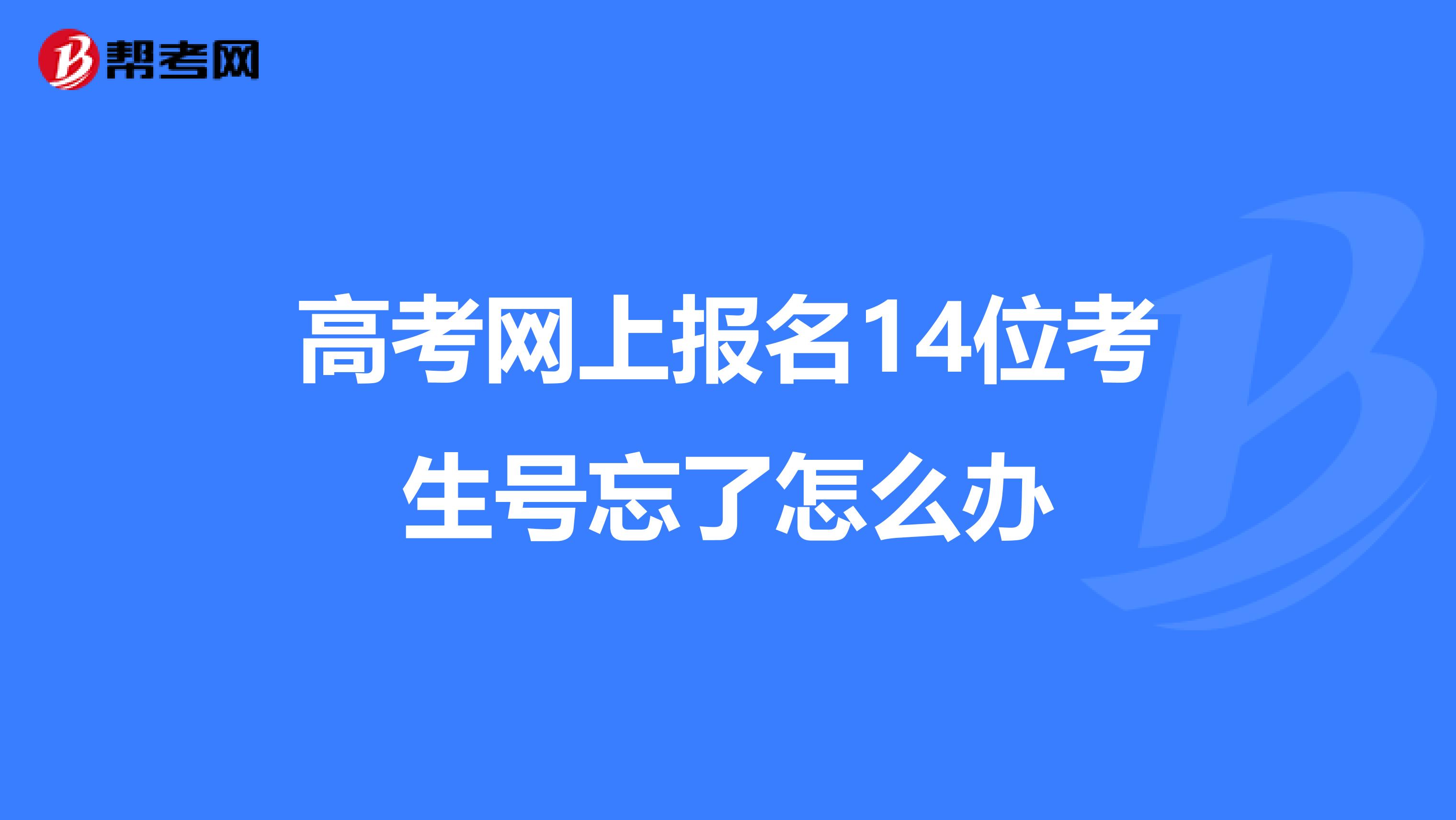 高考网上报名14位考生号忘了怎么办