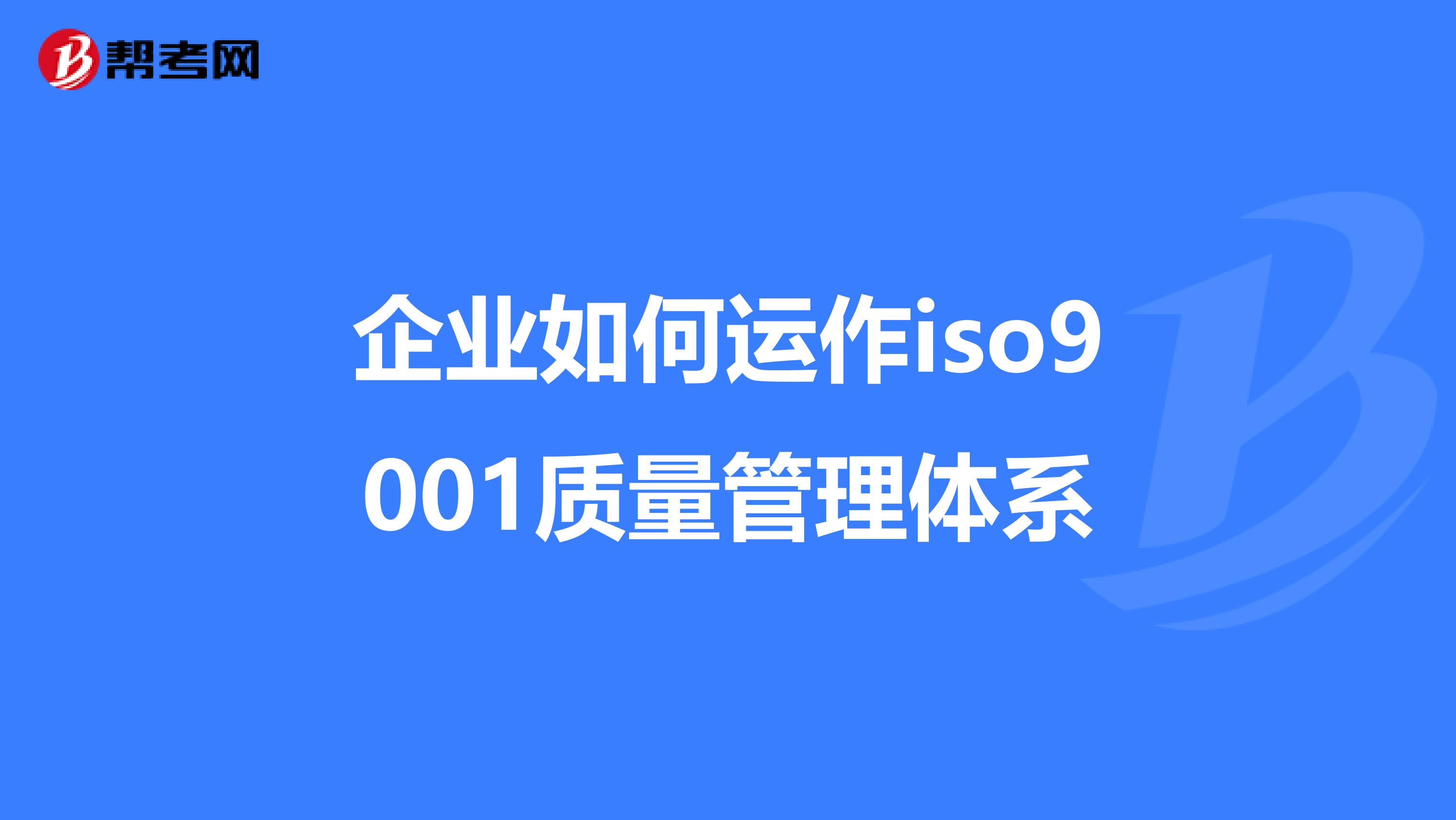 企业如何运作iso9001质量管理体系