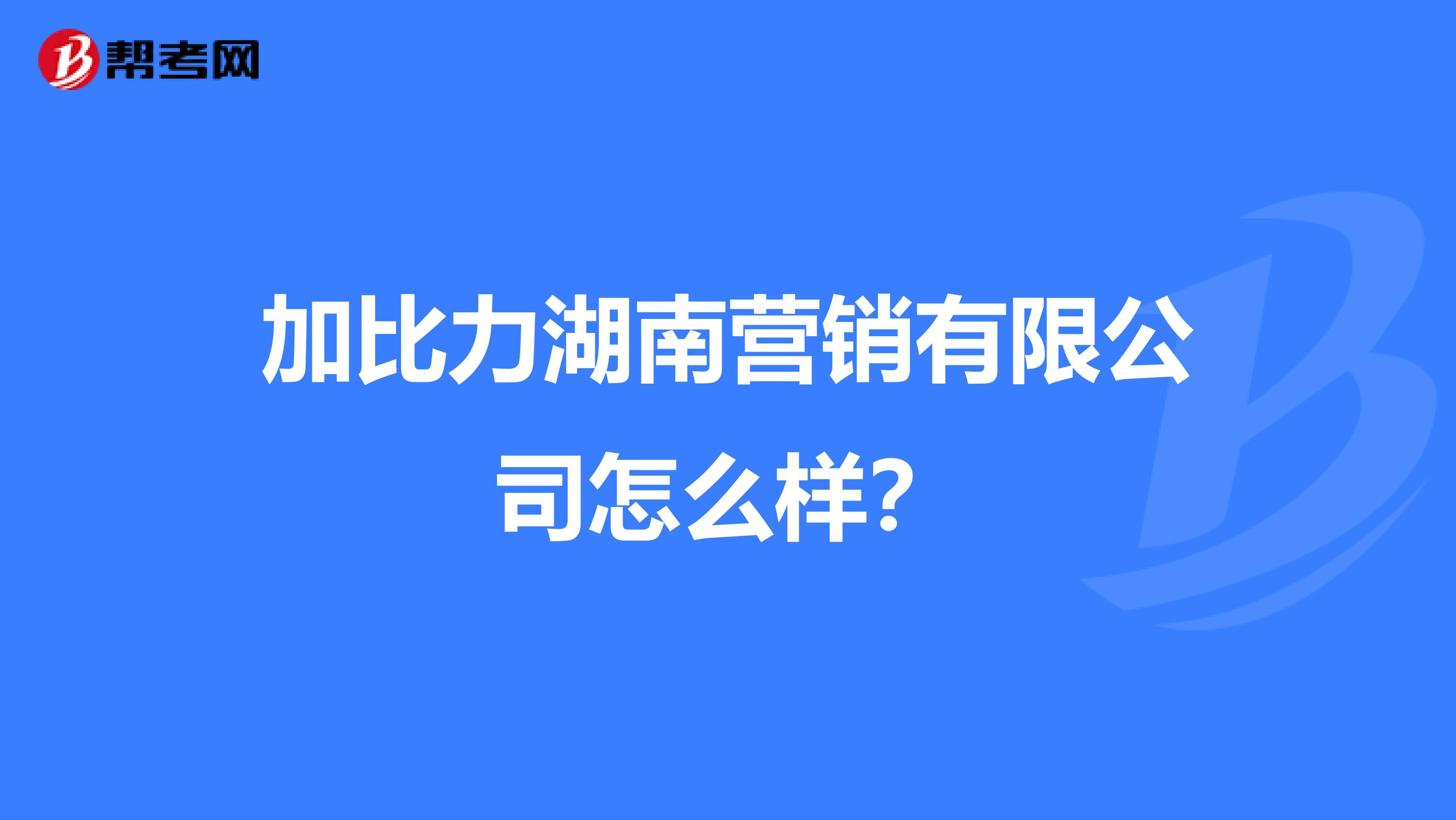加比力湖南营销有限公司怎么样？