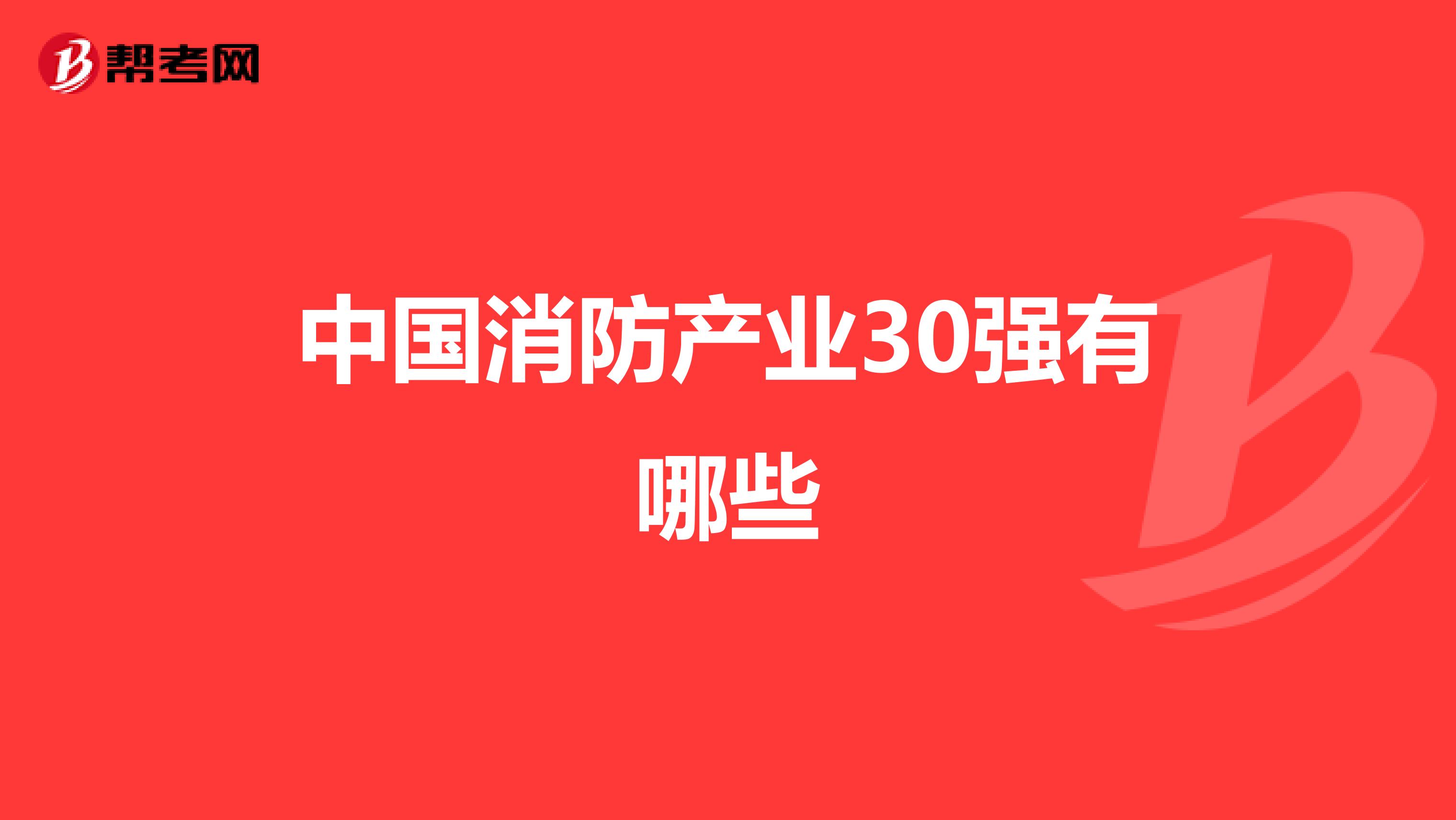 中国消防产业30强有哪些