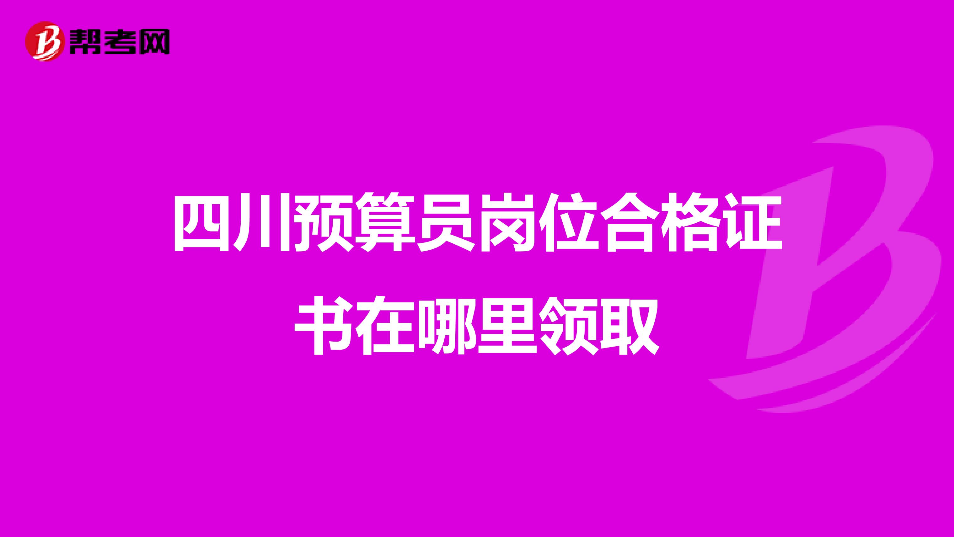 四川預算員崗位合格證書在哪里領取