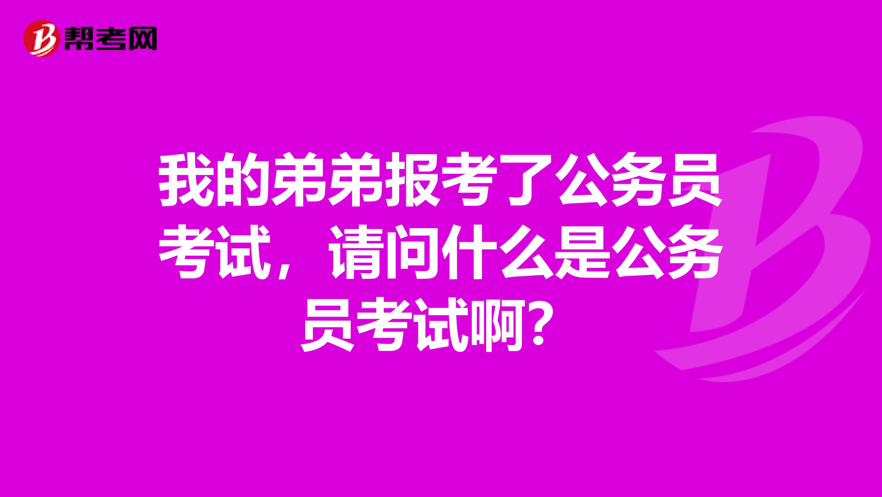 我的弟弟报考了公务员考试，请问什么是公务员考试啊？