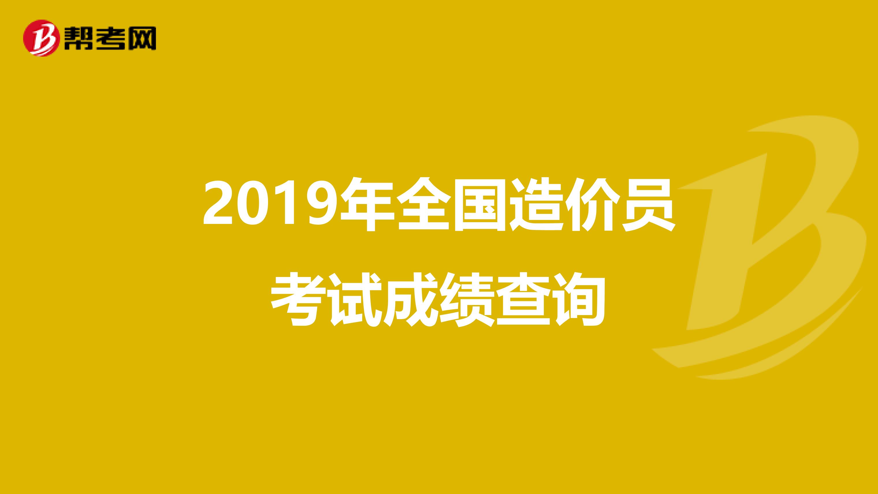 2019年全国造价员考试成绩查询