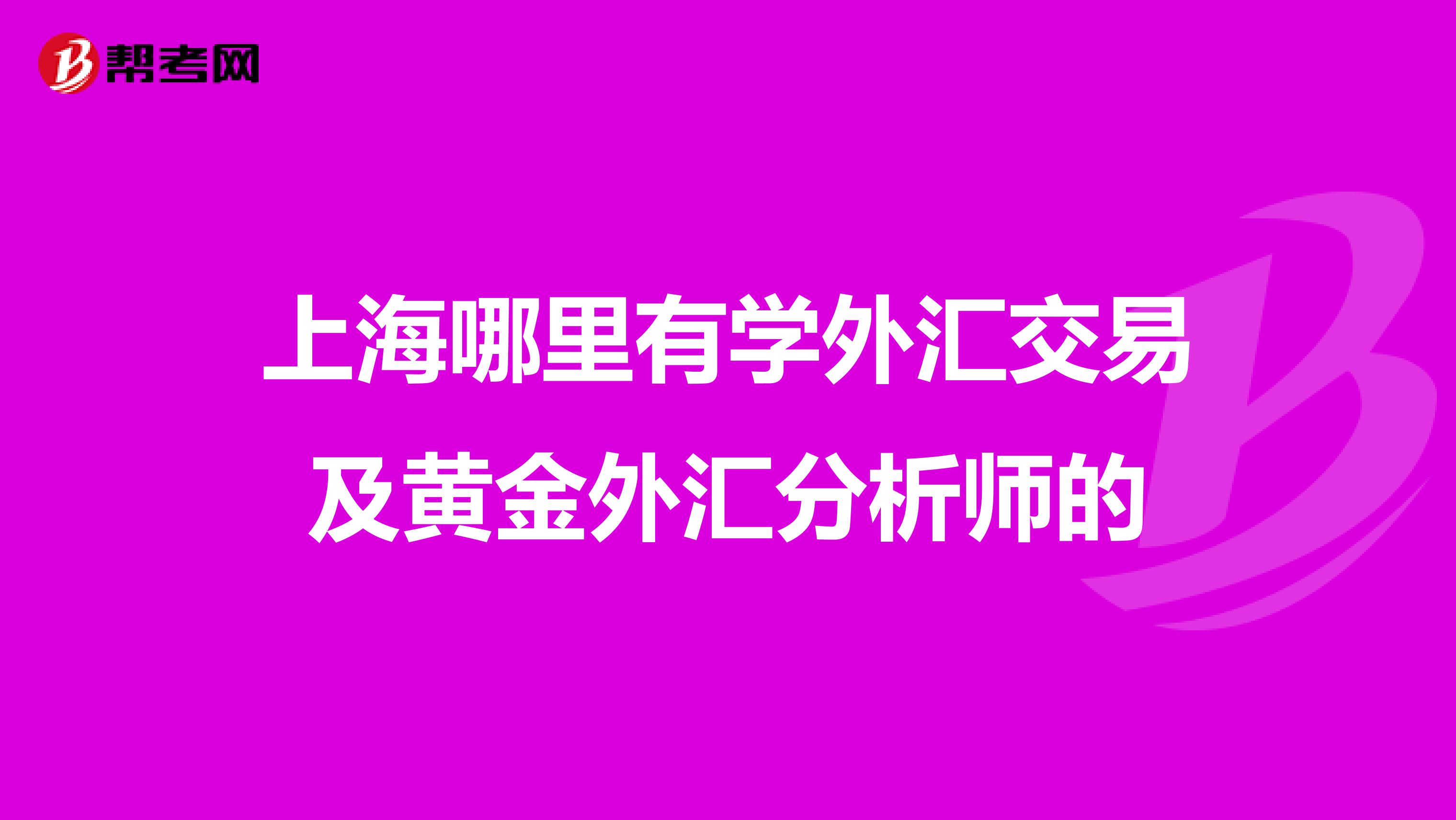 上海哪里有学外汇交易及黄金外汇分析师的