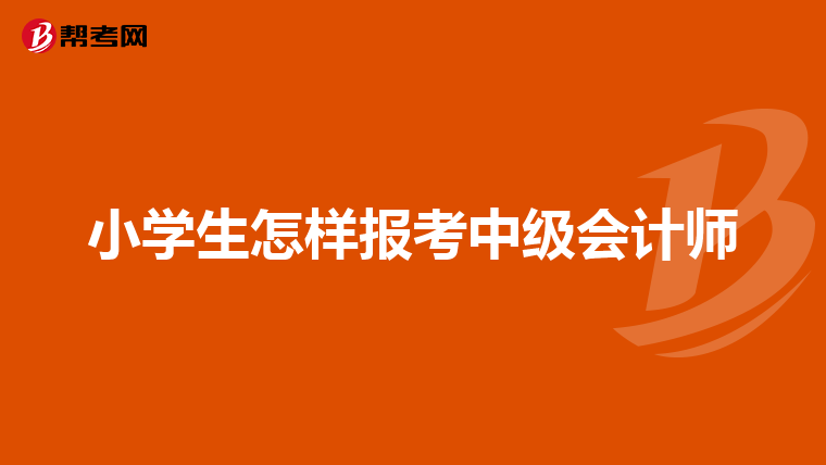 小学生怎样报考中级会计师