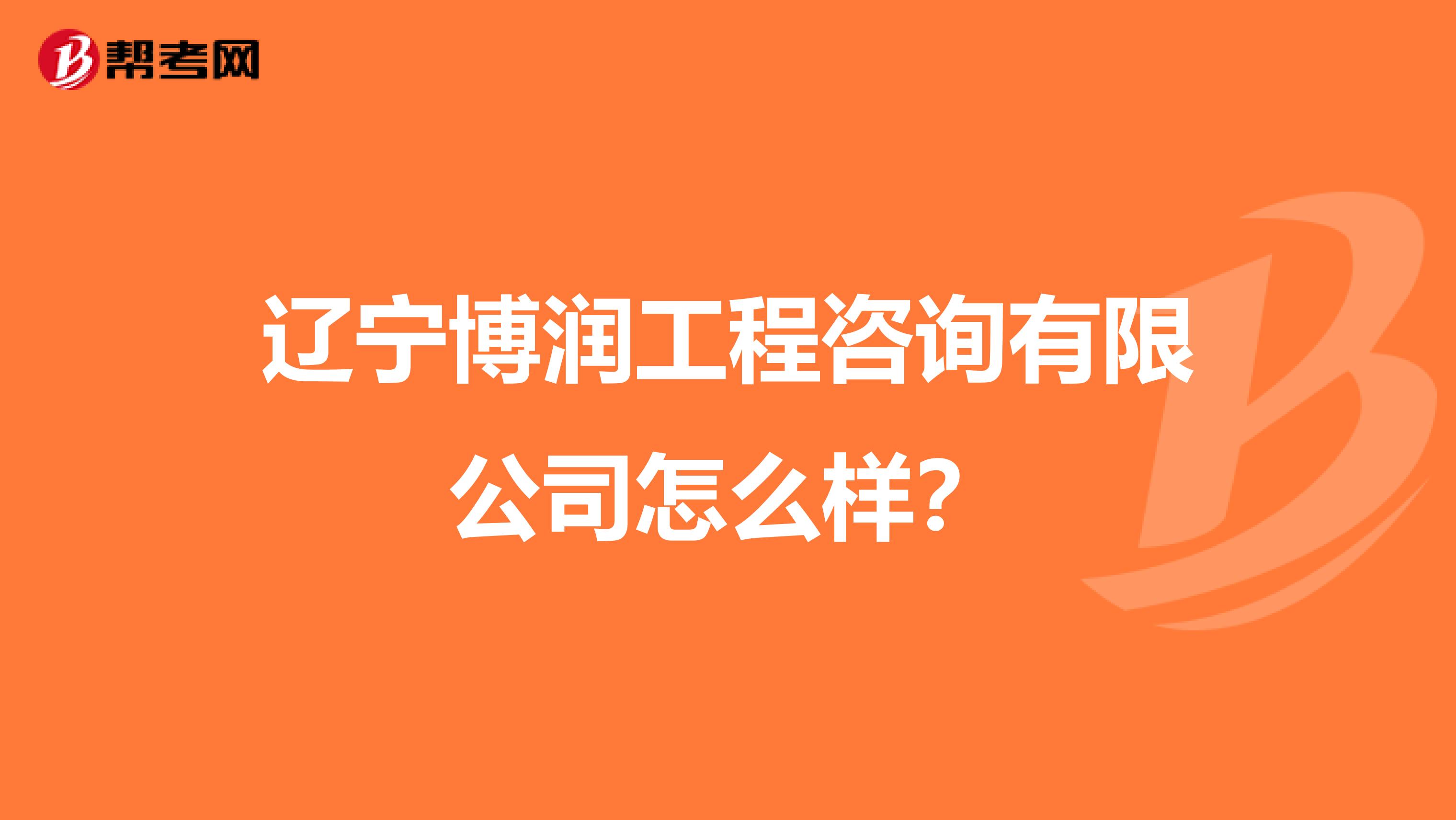 辽宁博润工程咨询有限公司怎么样？