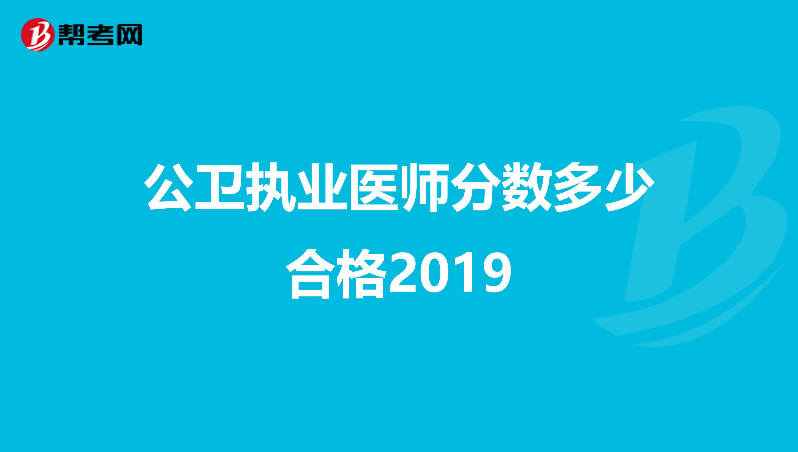 公卫执业医师分数多少合格2019