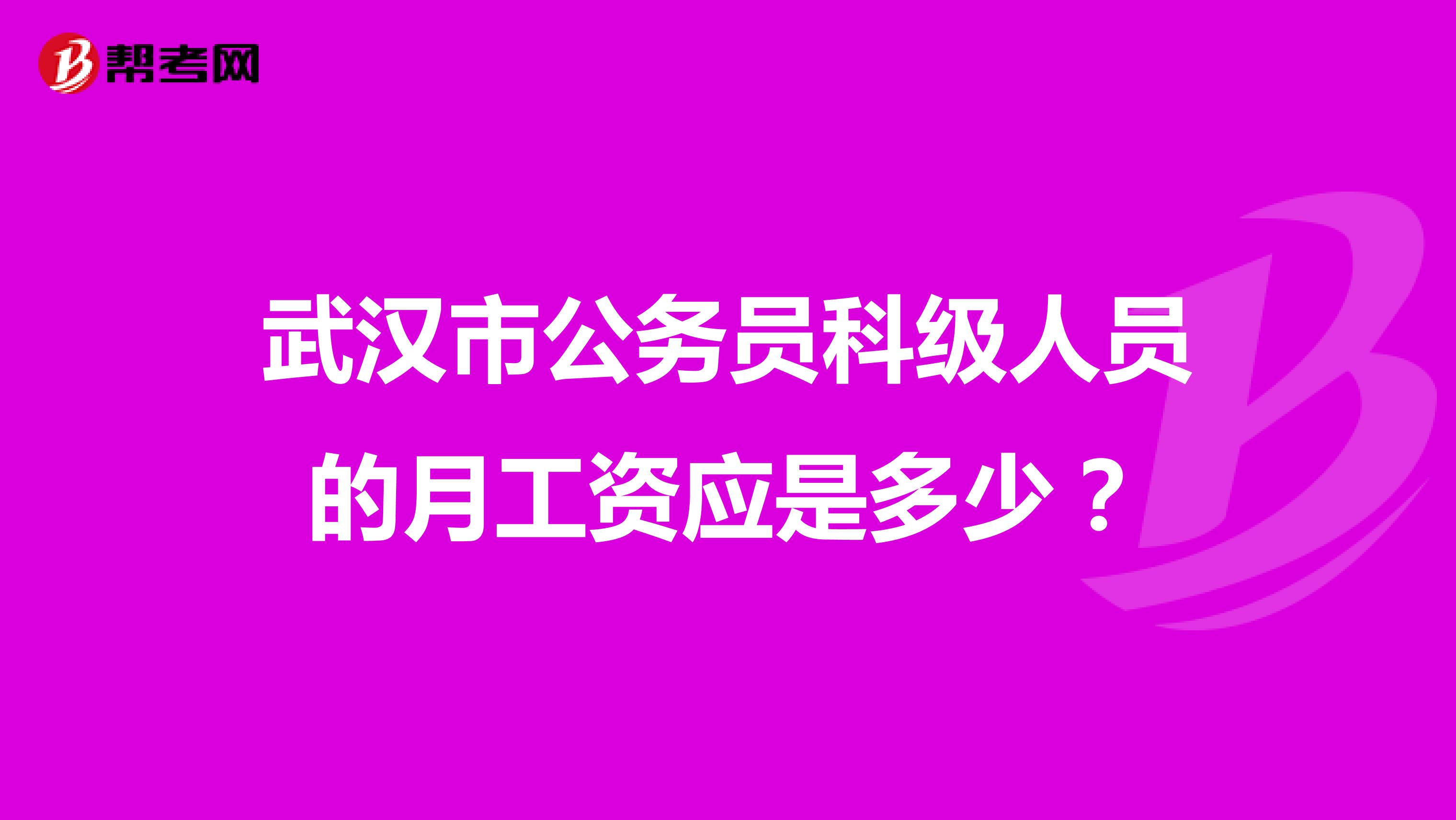 武汉市公务员科级人员的月工资应是多少?