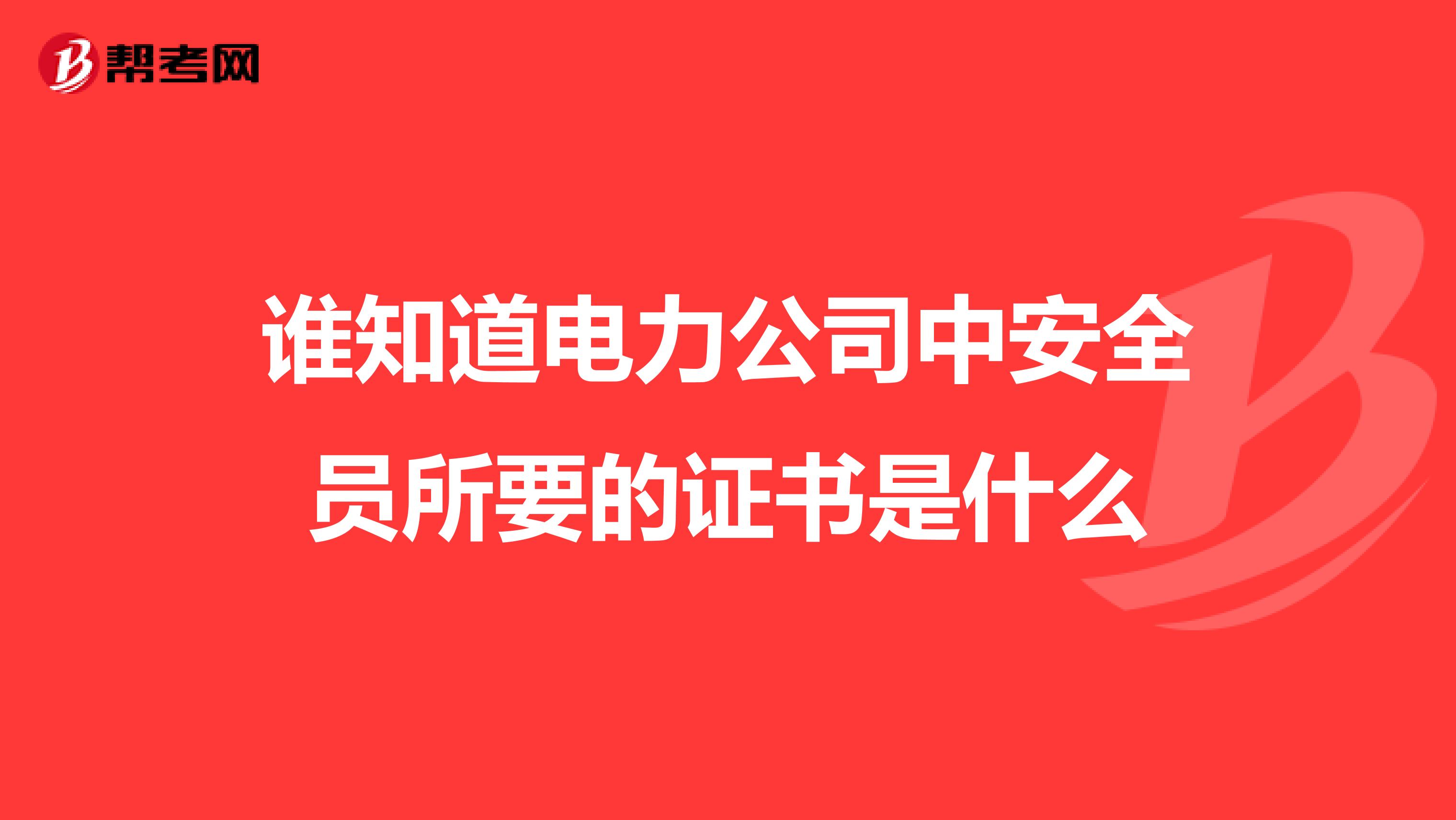 谁知道电力公司中安全员所要的证书是什么