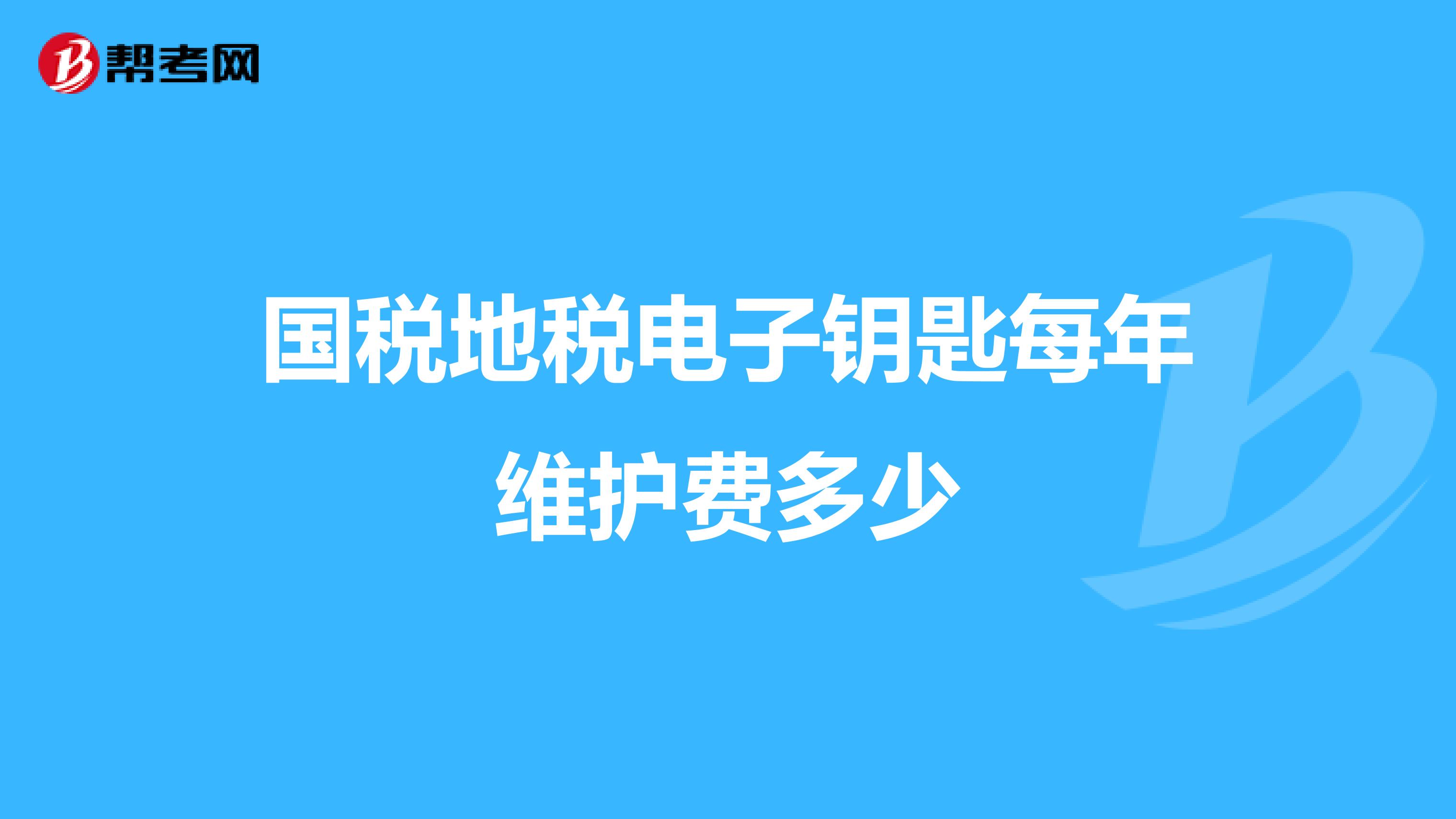国税地税电子钥匙每年维护费多少