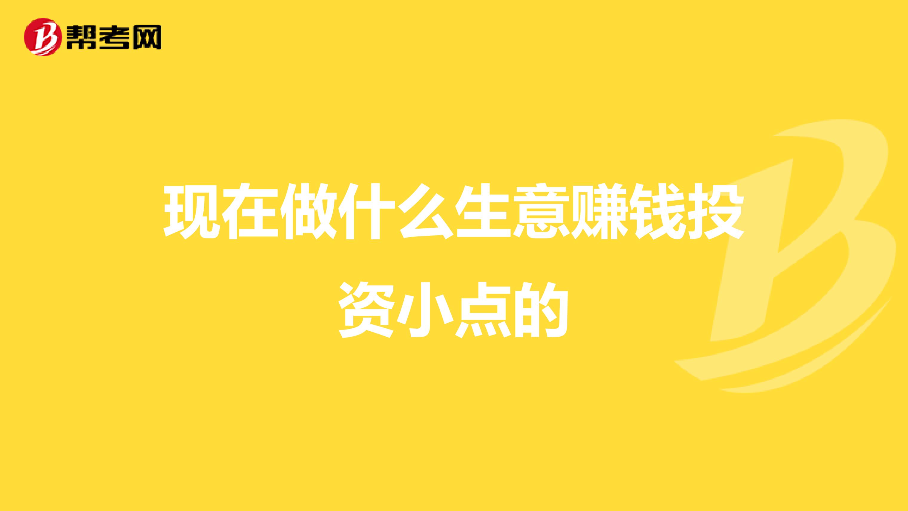 现在做什么生意赚钱投资小点的