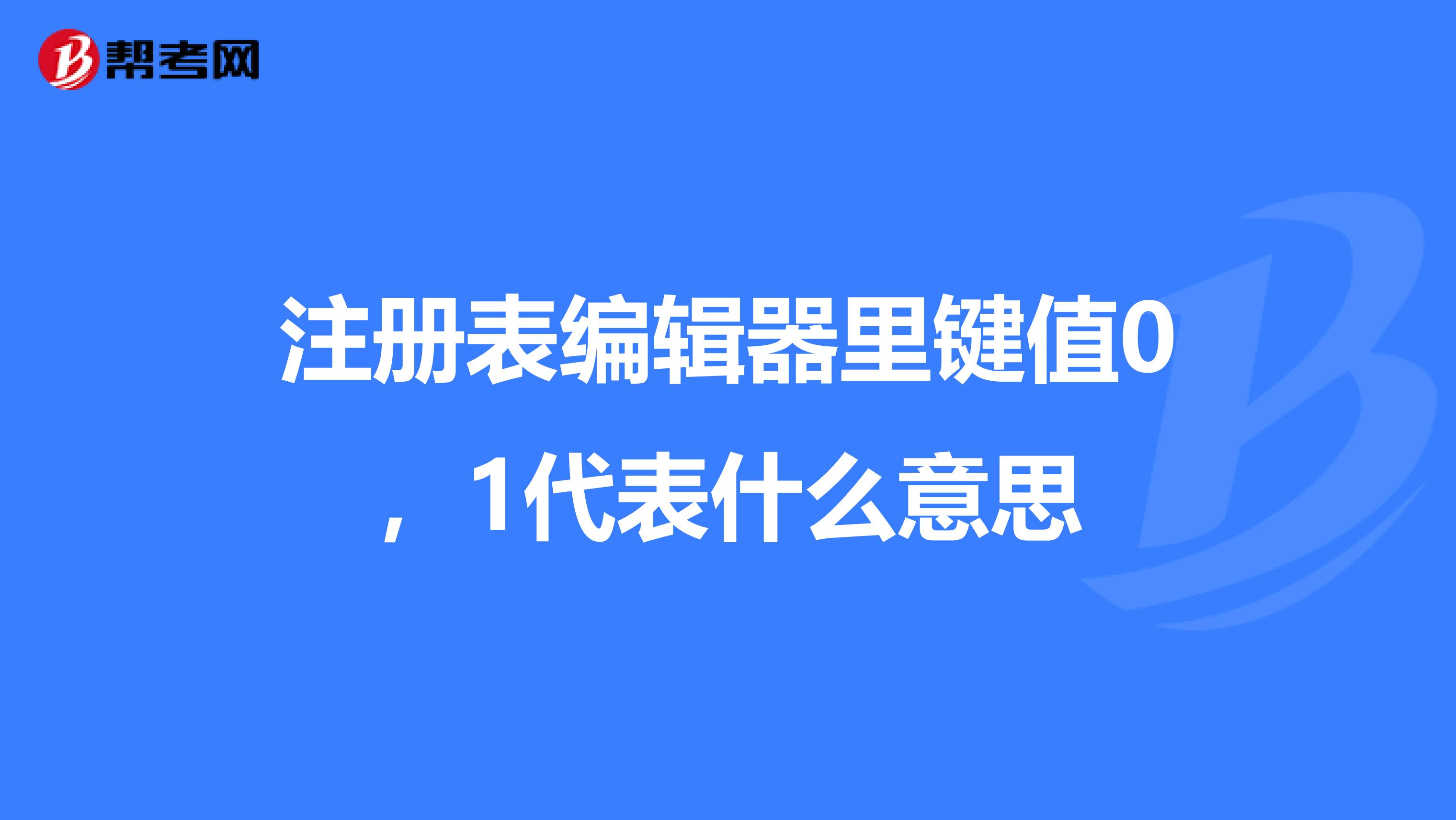 注册表编辑器里键值0,1代表什么意思