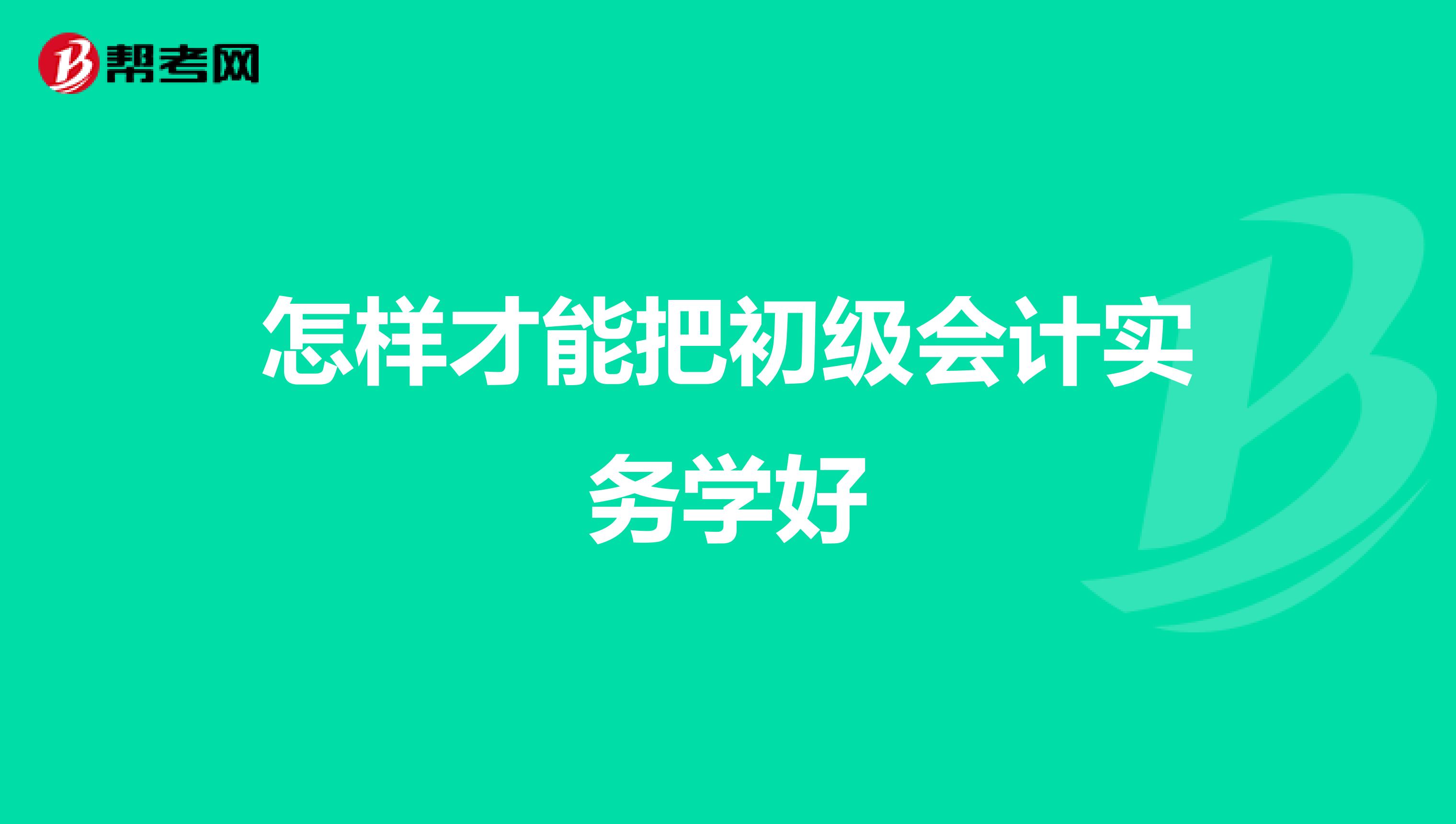 怎样才能把初级会计实务学好