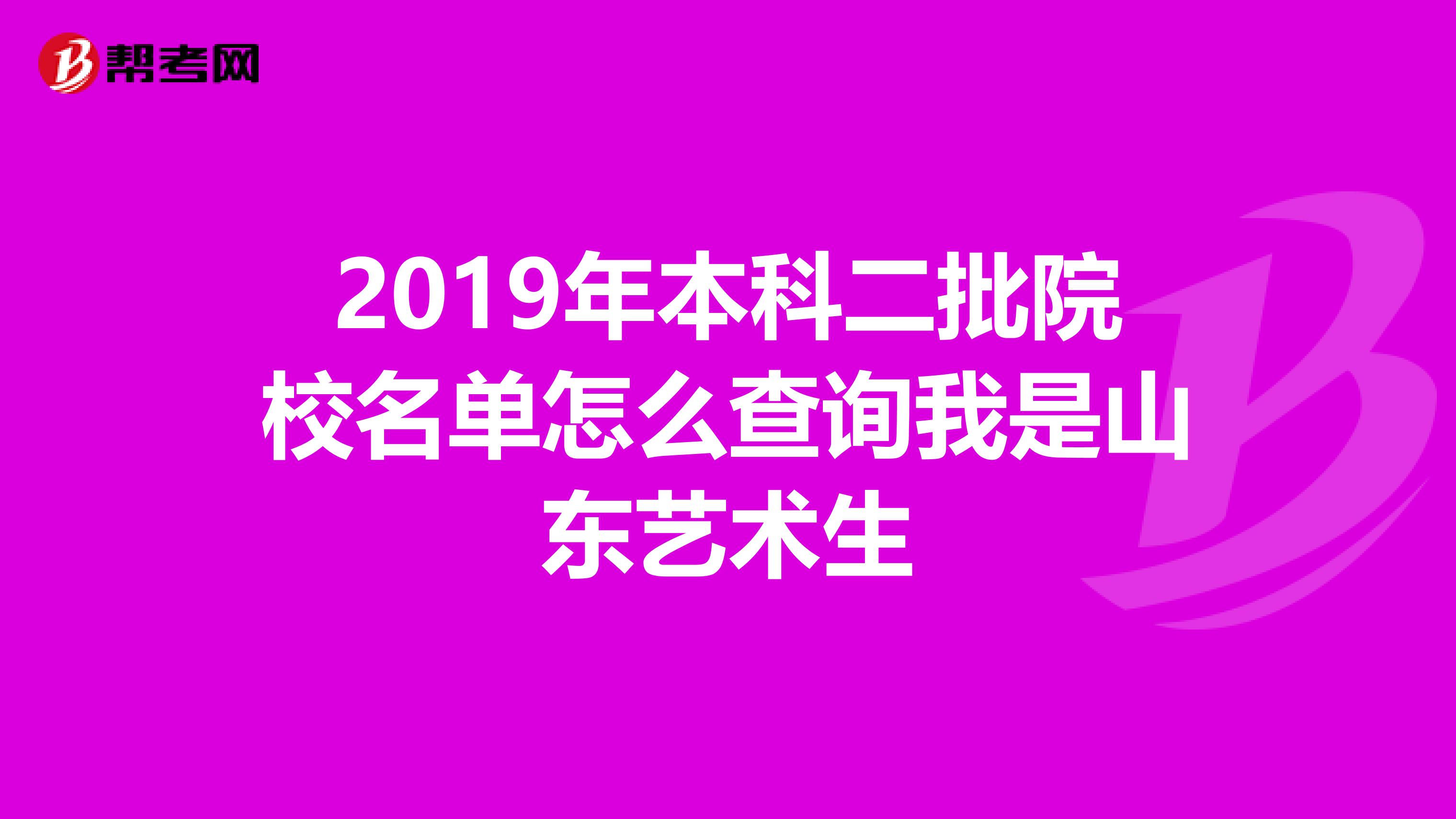 2019年本科二批院校名单怎么查询我是山东艺术生