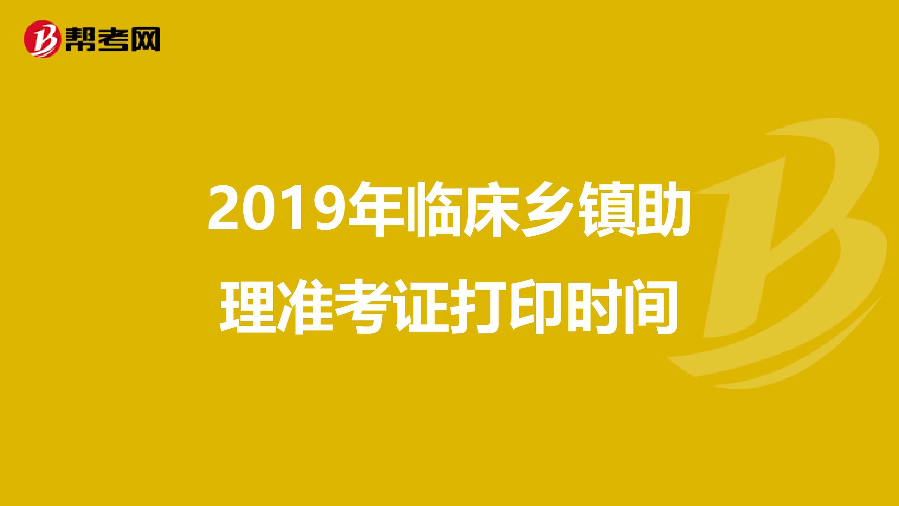 2019年临床乡镇助理准考证打印时间