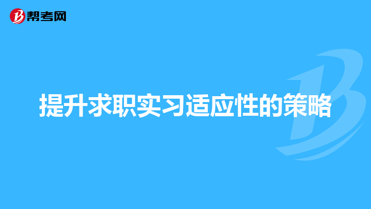 提升求职实习适应性的策略