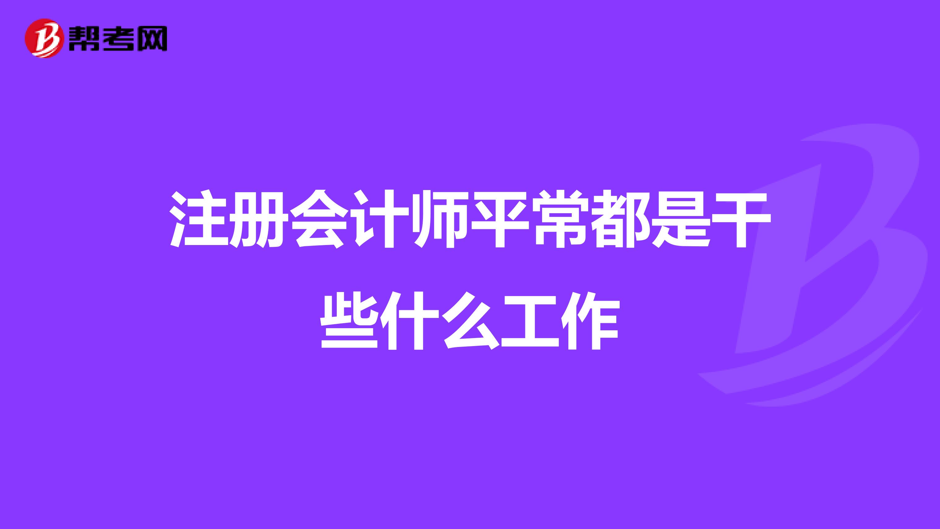注冊(cè)會(huì)計(jì)師平常都是干些什么工作
