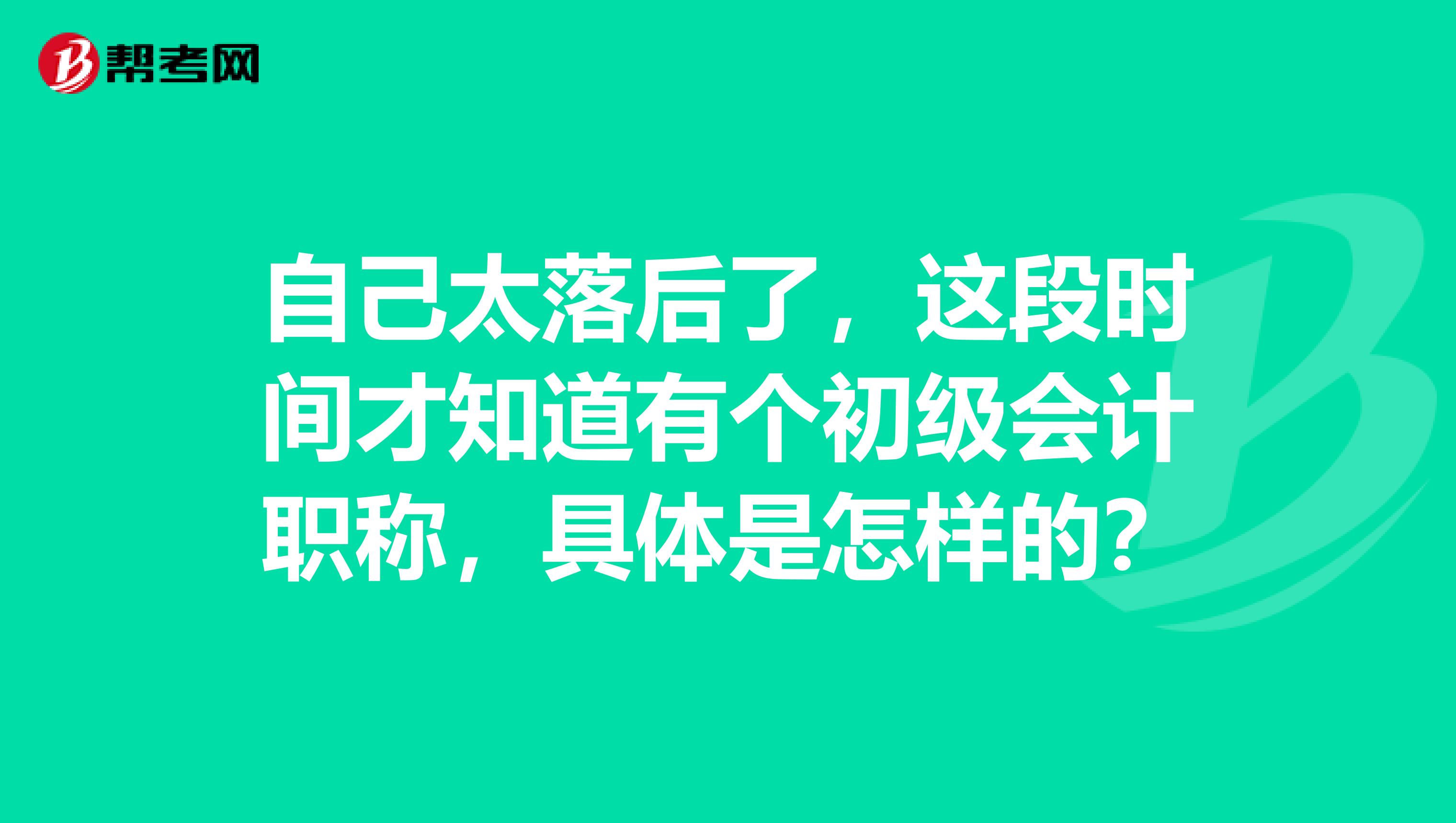 自己太落后了,这段时间才知道有个初级会计职称,具体是怎样的?