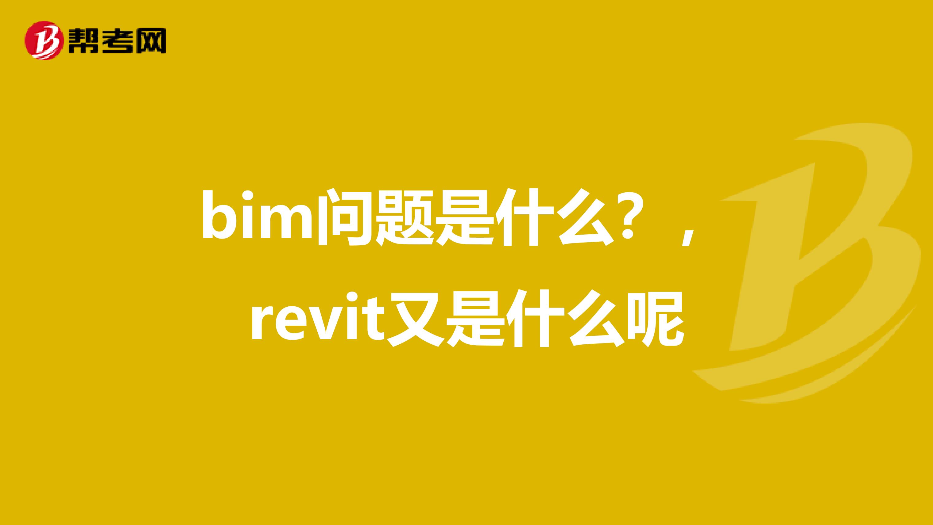 bim问题是什么？，revit又是什么呢