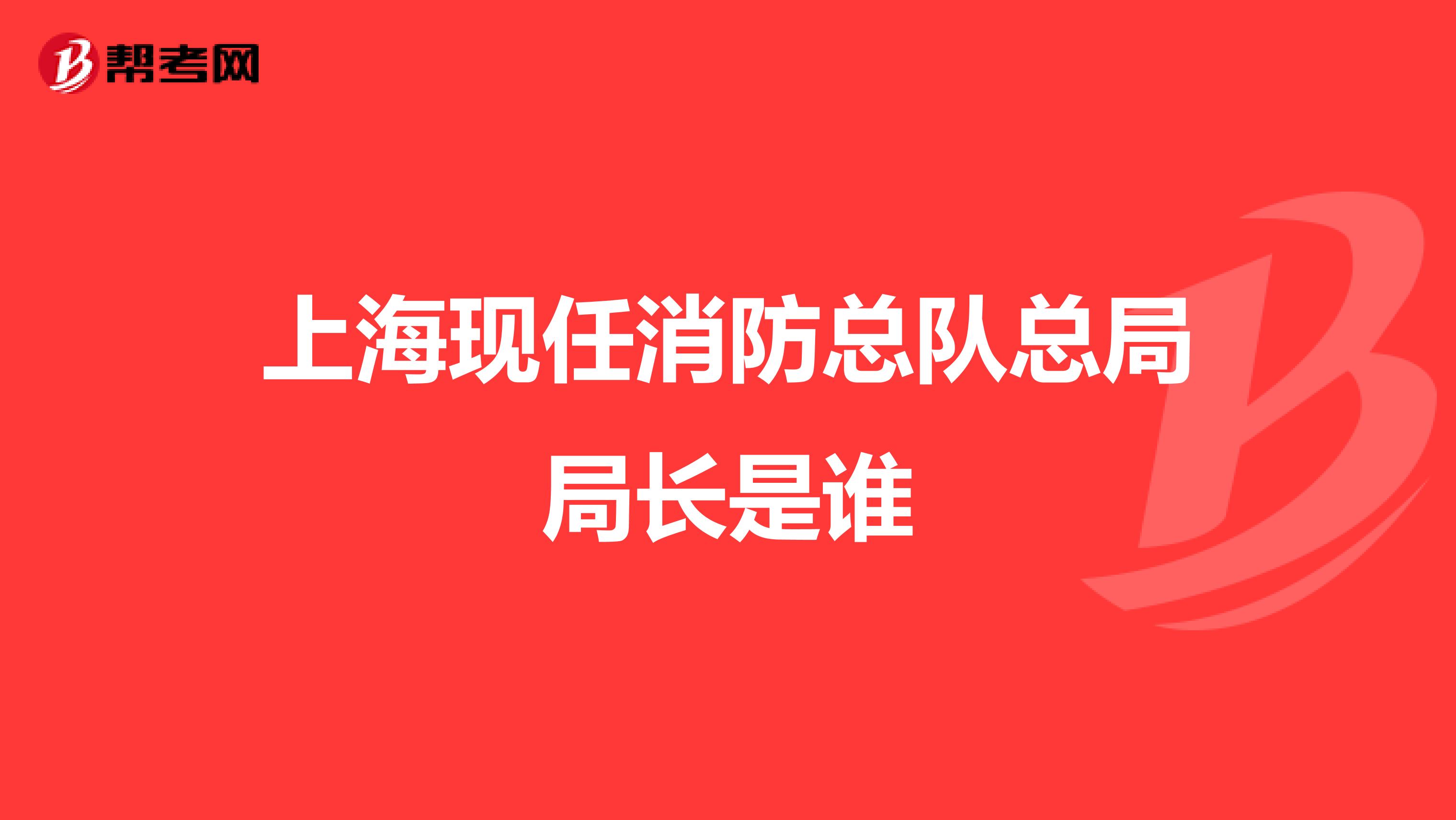 上海现任消防总队总局局长是谁