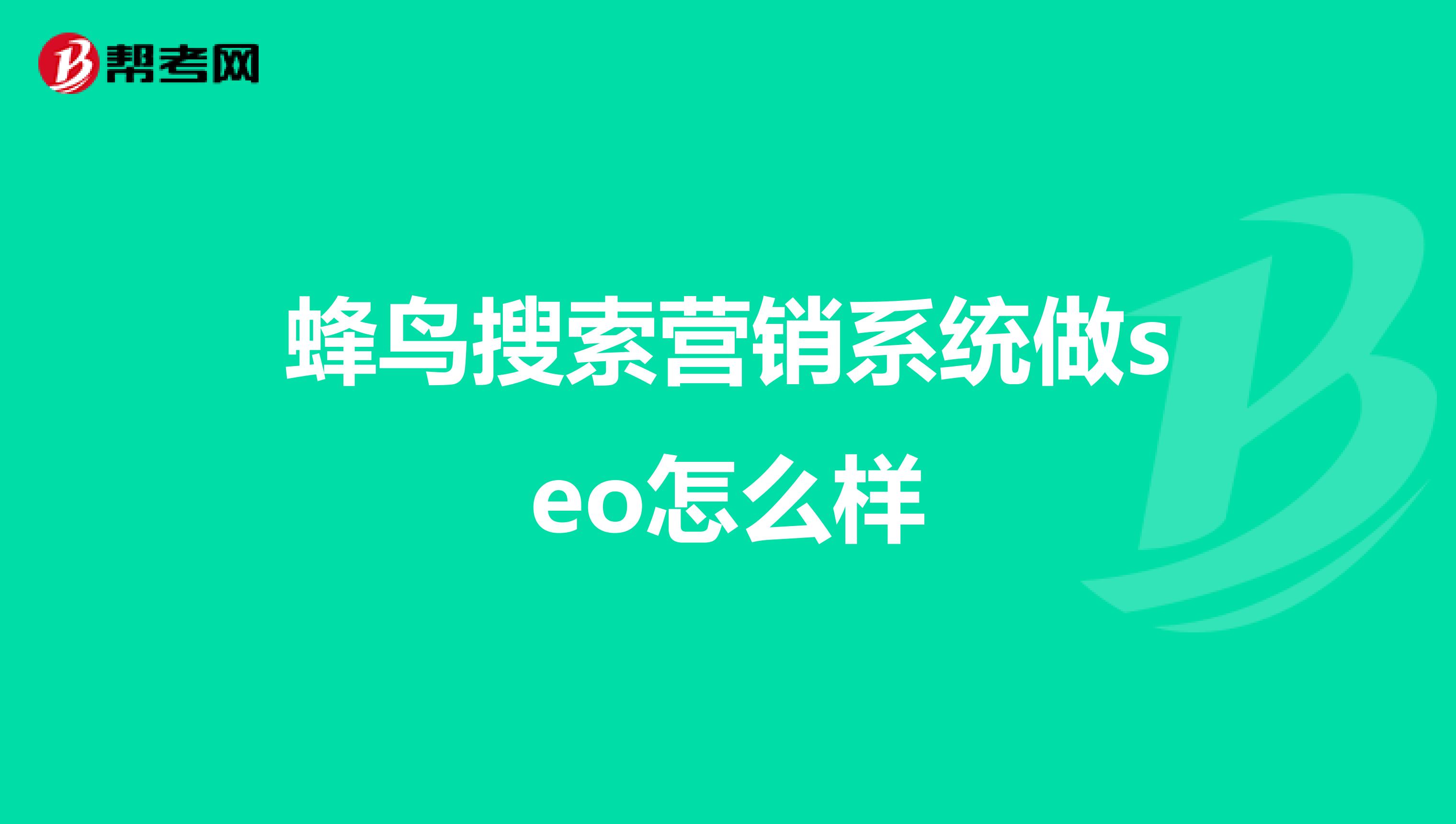 蜂鸟搜索营销系统做seo怎么样