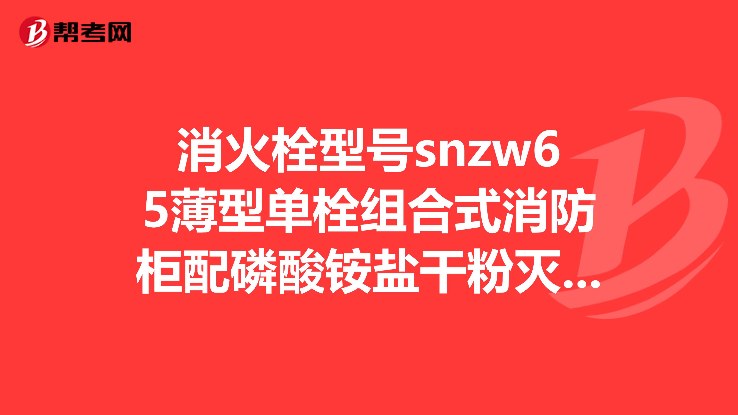 消火栓型号snzw65薄型单栓组合式消防柜配磷酸铵盐干粉灭火器3A,问一个消火栓配几个灭火器,几公斤的