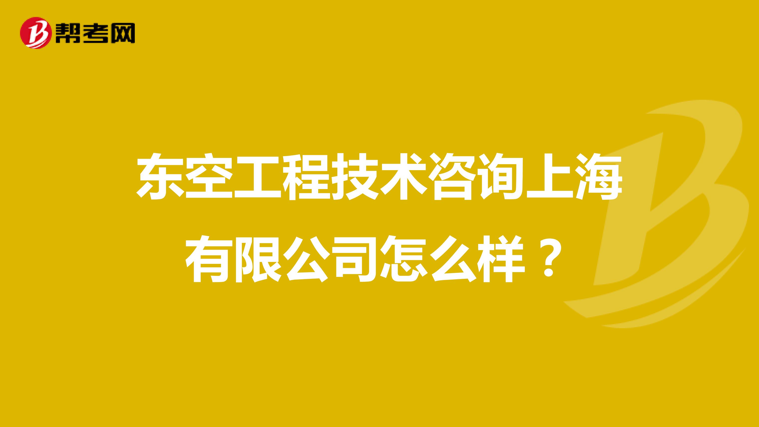 东空工程技术咨询上海有限公司怎么样？