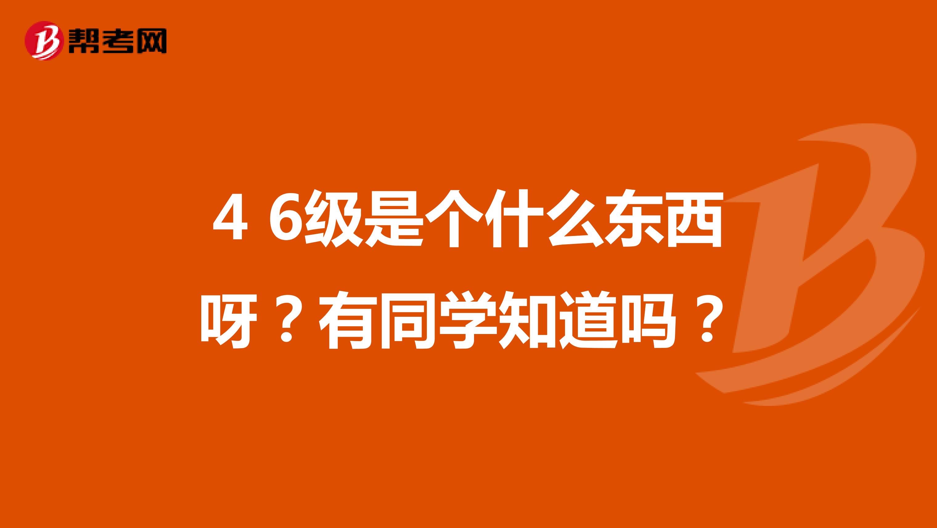 4 6级是个什么东西呀？有同学知道吗？