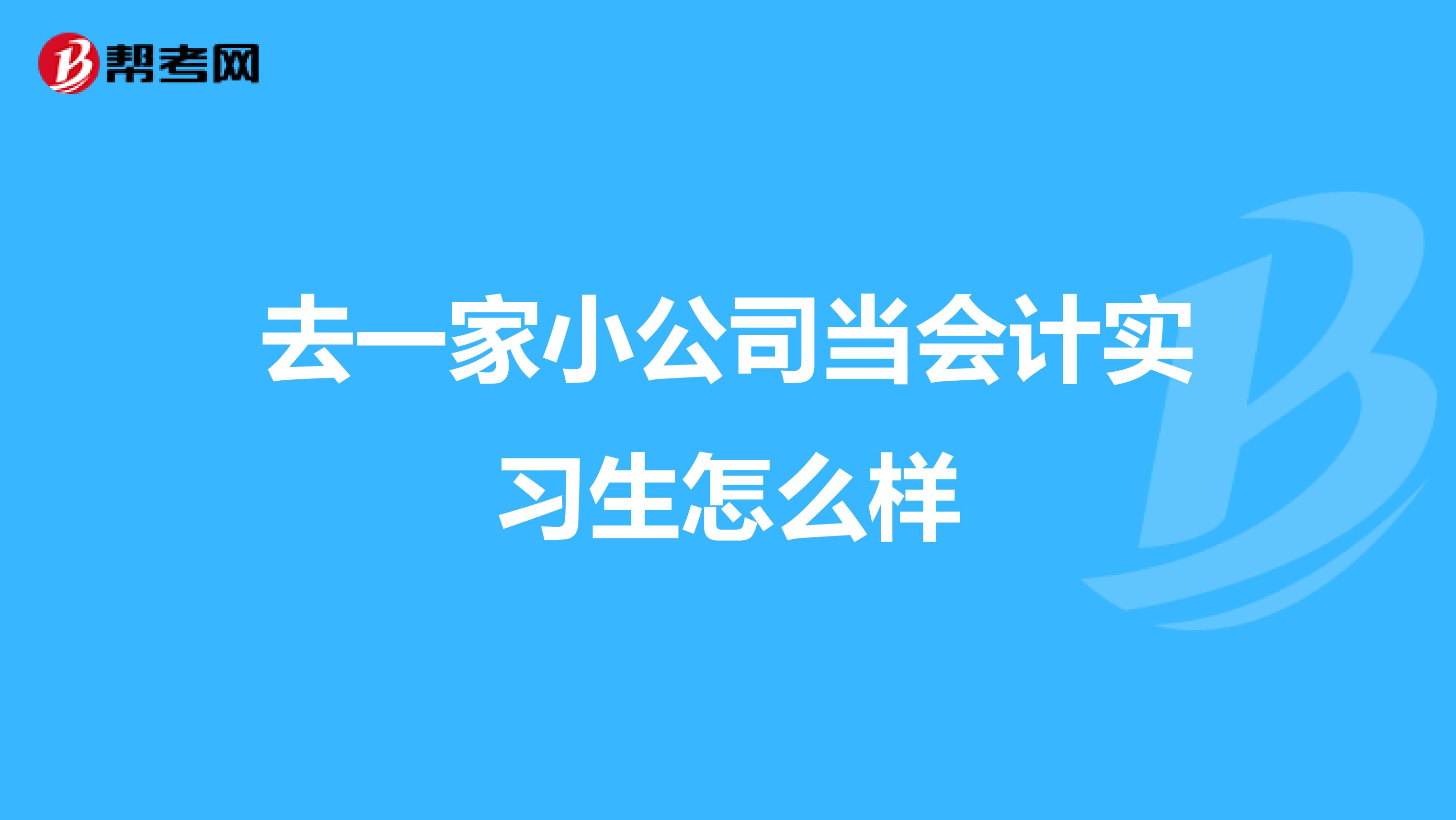 去一家小公司当会计实习生怎么样