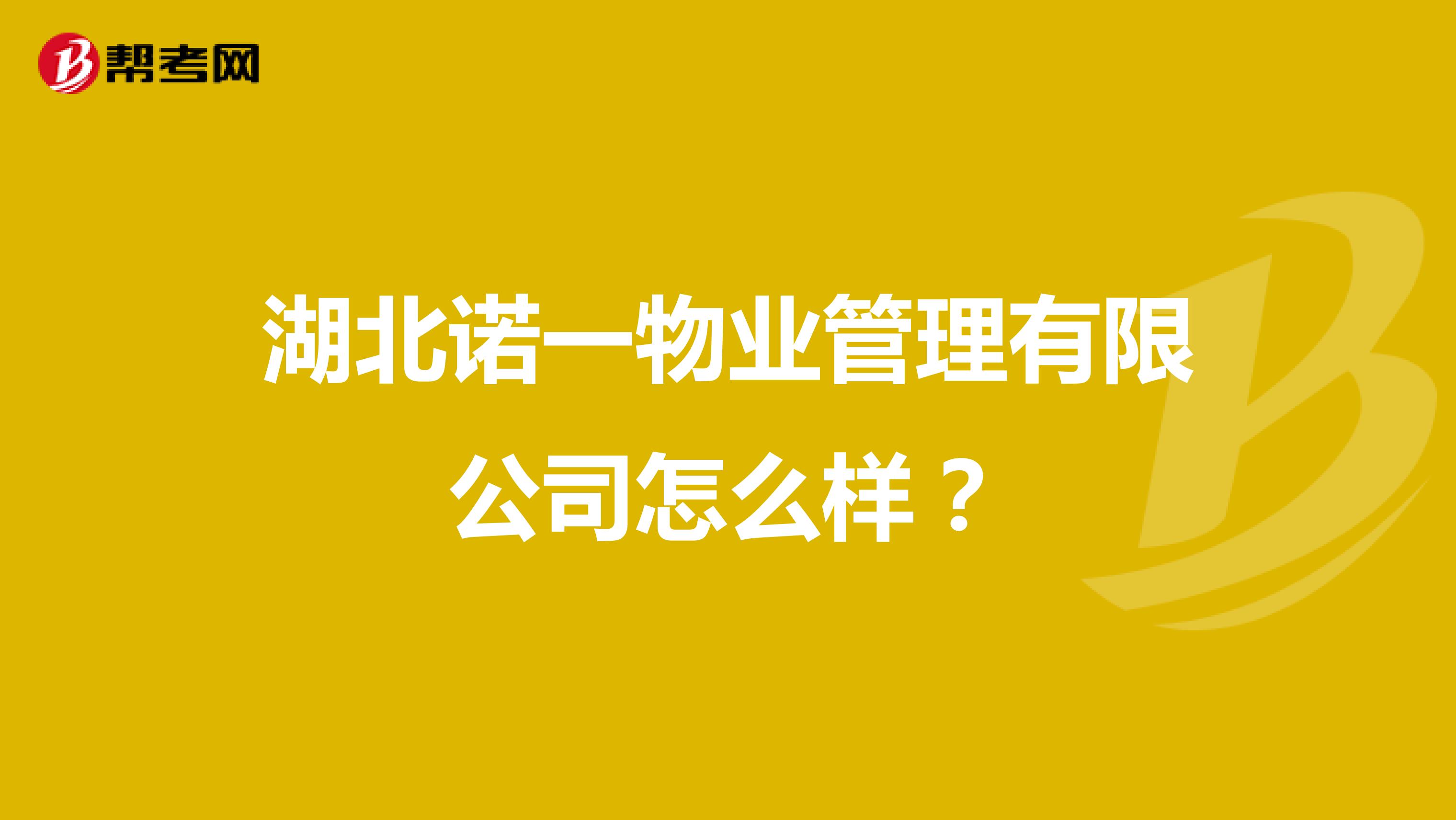湖北诺一物业管理有限公司怎么样？