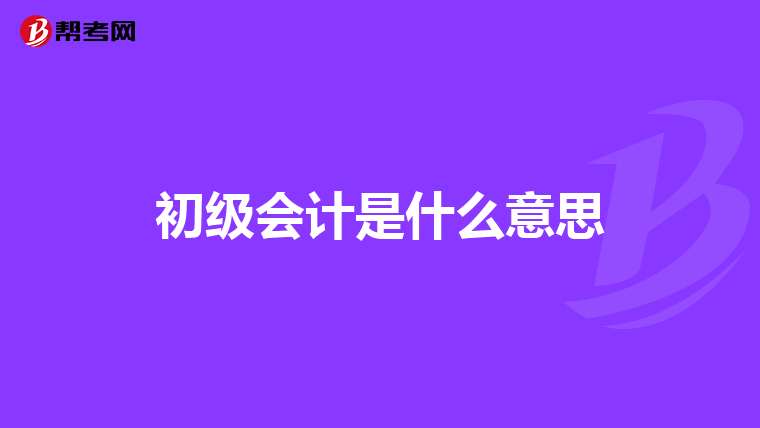 初级会计是什么意思