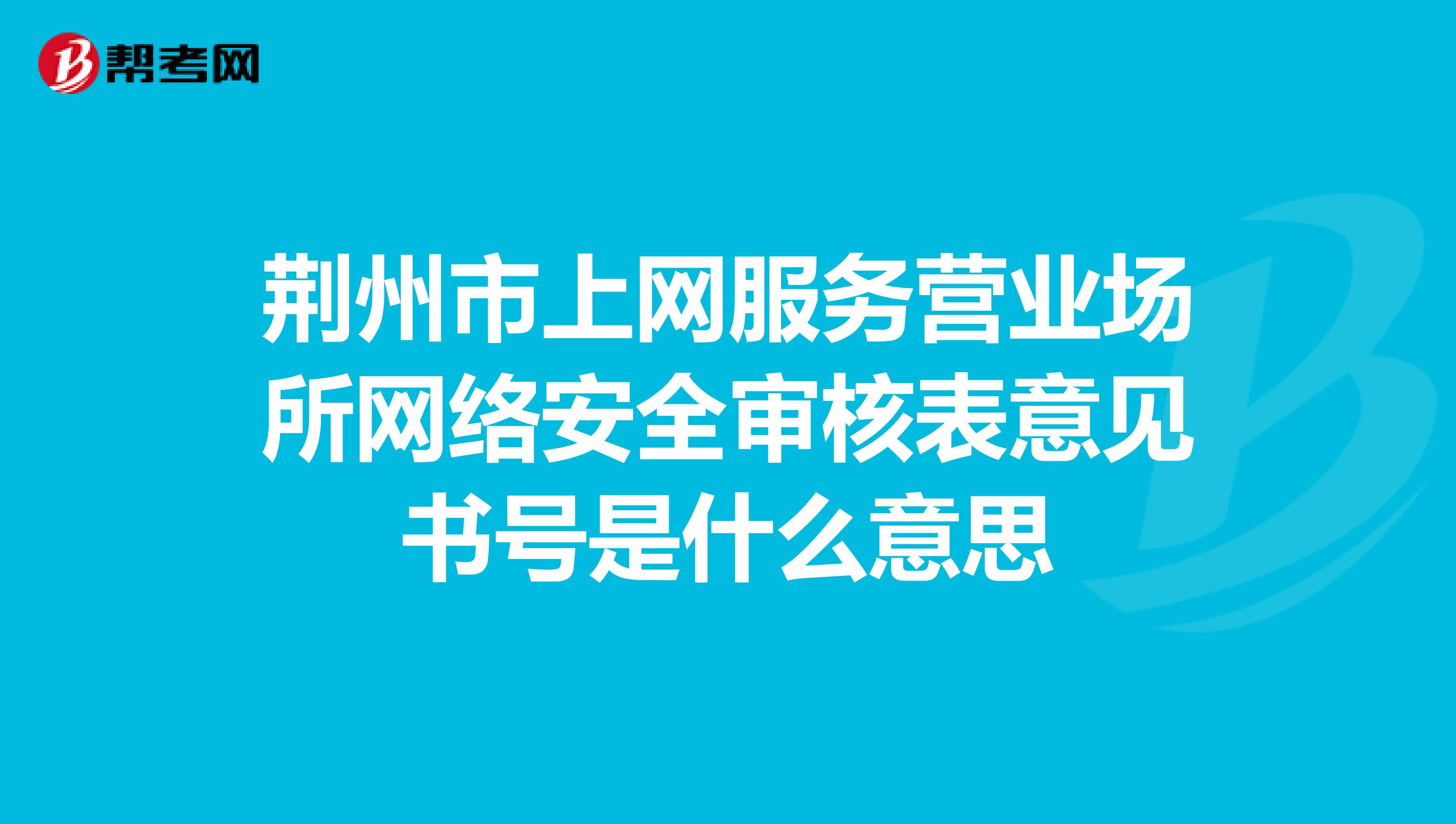 荆州市上网服务营业场所网络安全审核表意见书号是什么意思