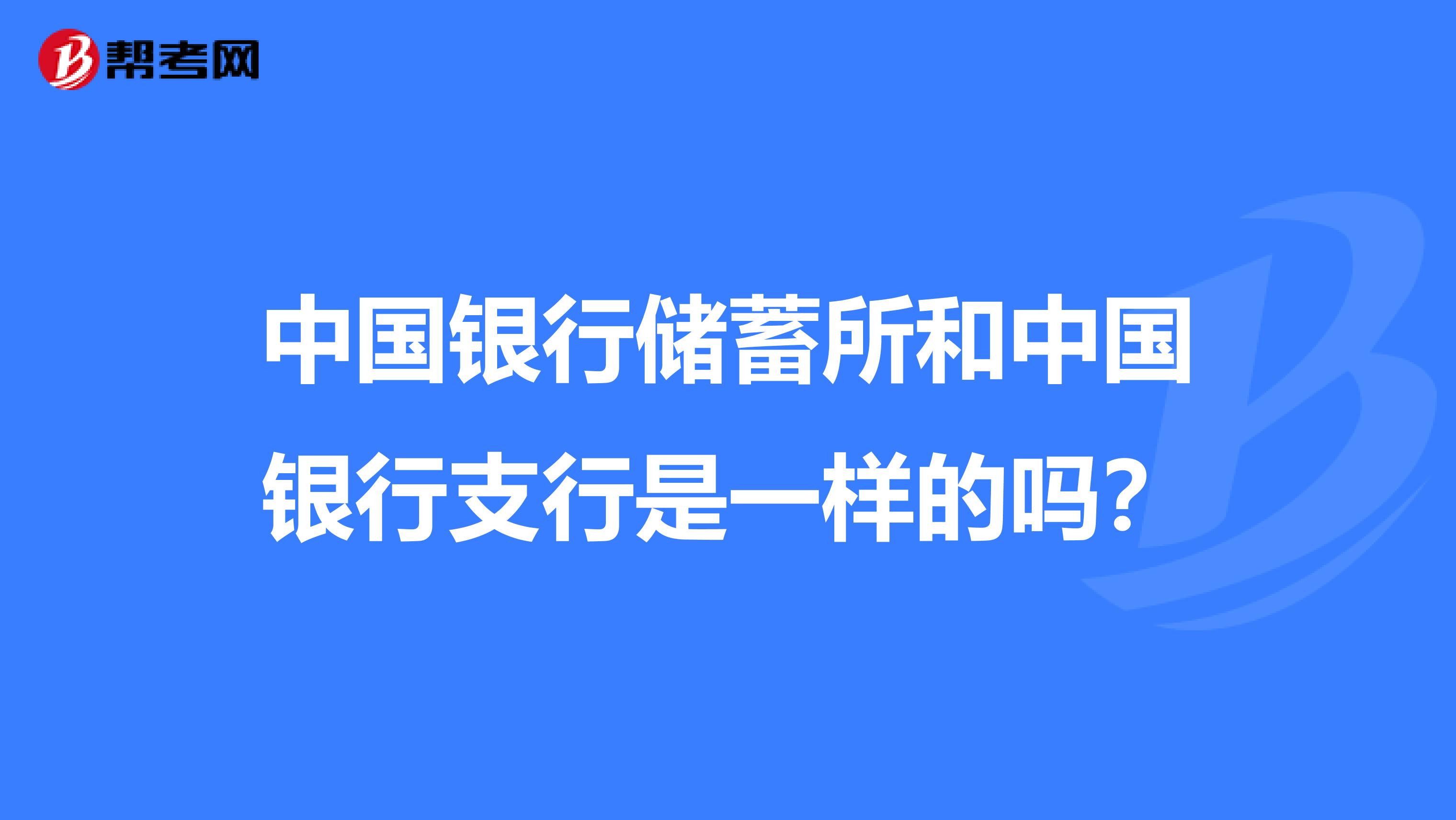 中国银行储蓄所和中国银行支行是一样的吗?