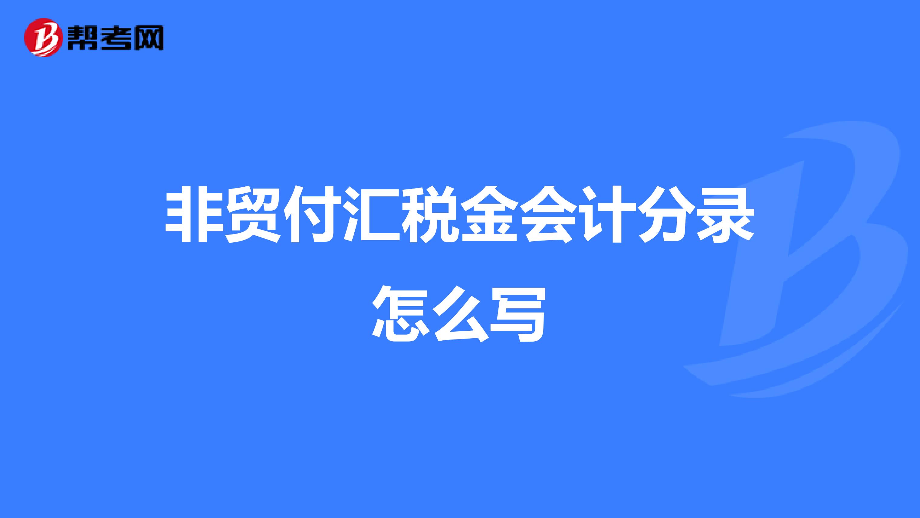 非贸付汇税金会计分录怎么写