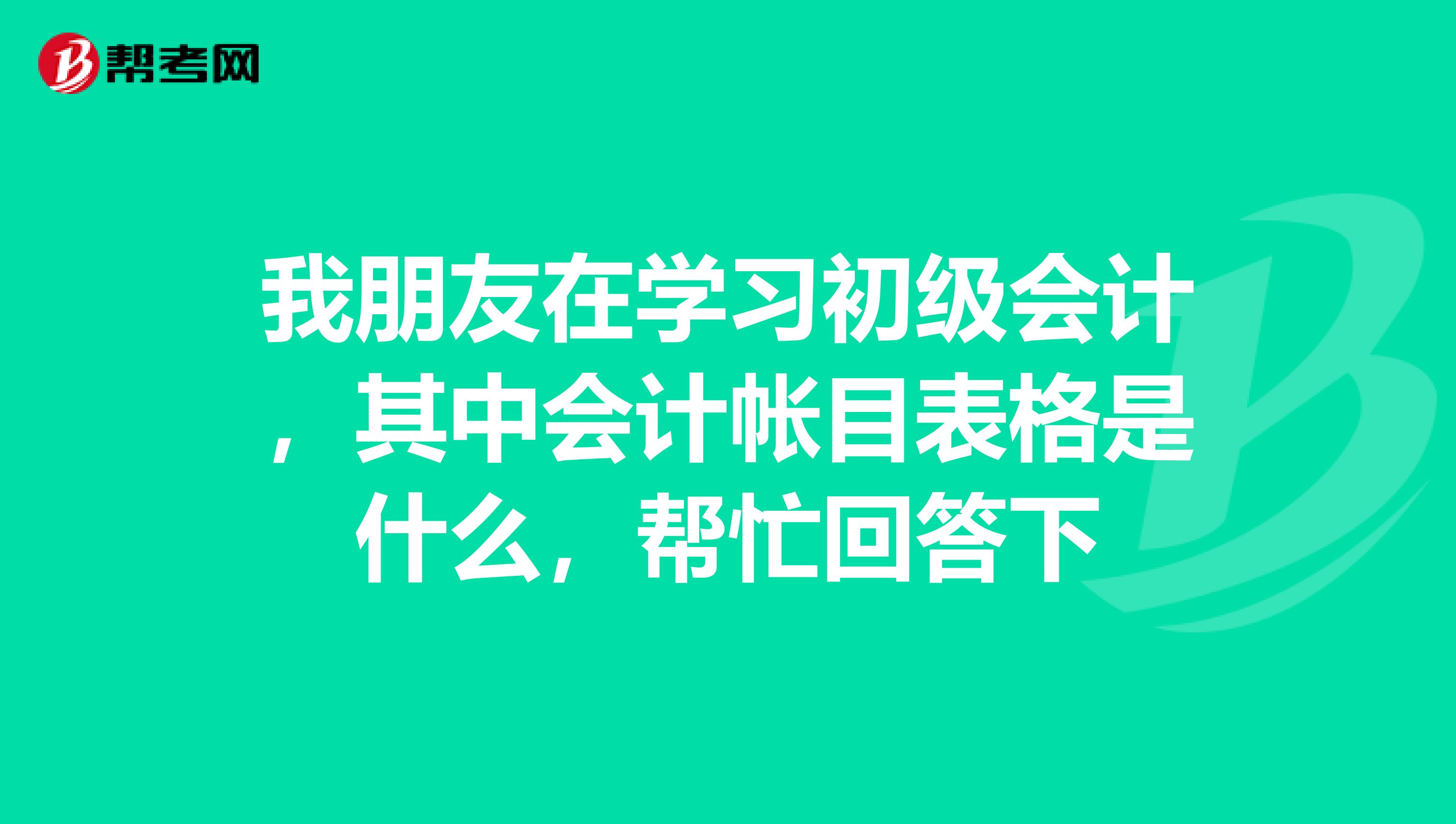 我朋友在学习初级会计，其中会计帐目表格是什么，帮忙回答下