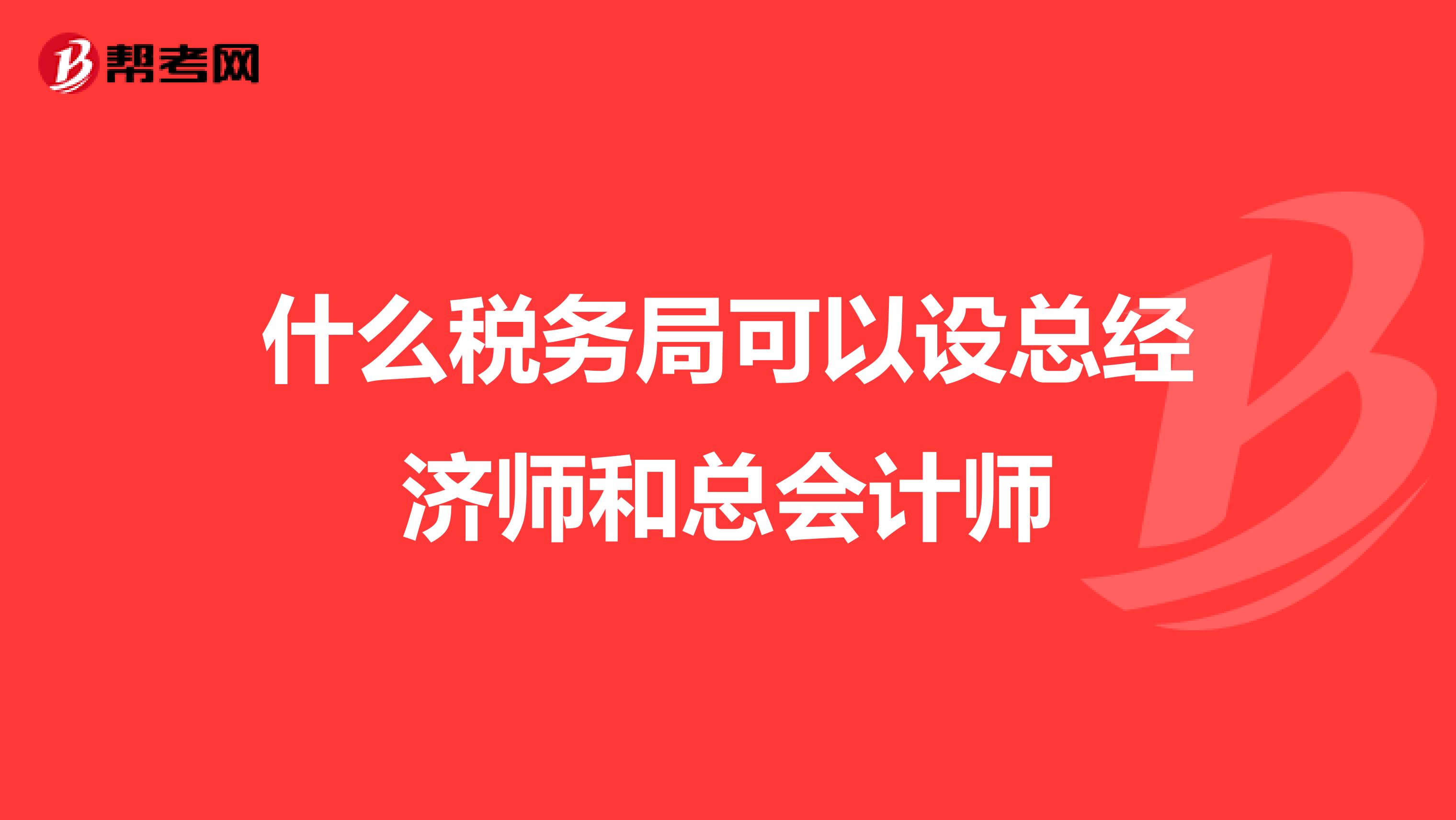 什么税务局可以设总经济师和总会计师