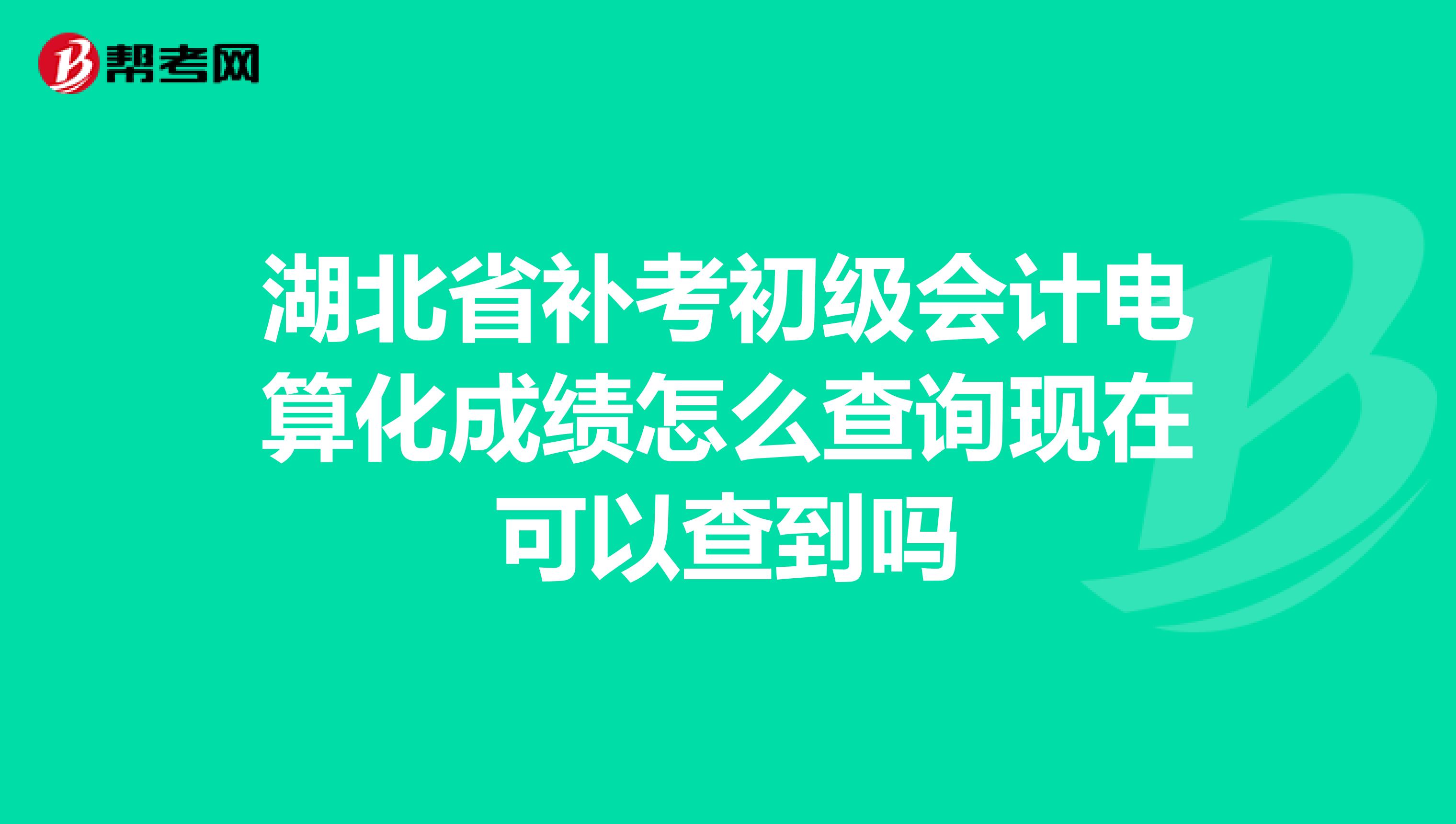 湖北省补考初级会计电算化成绩怎么查询现在可以查到吗
