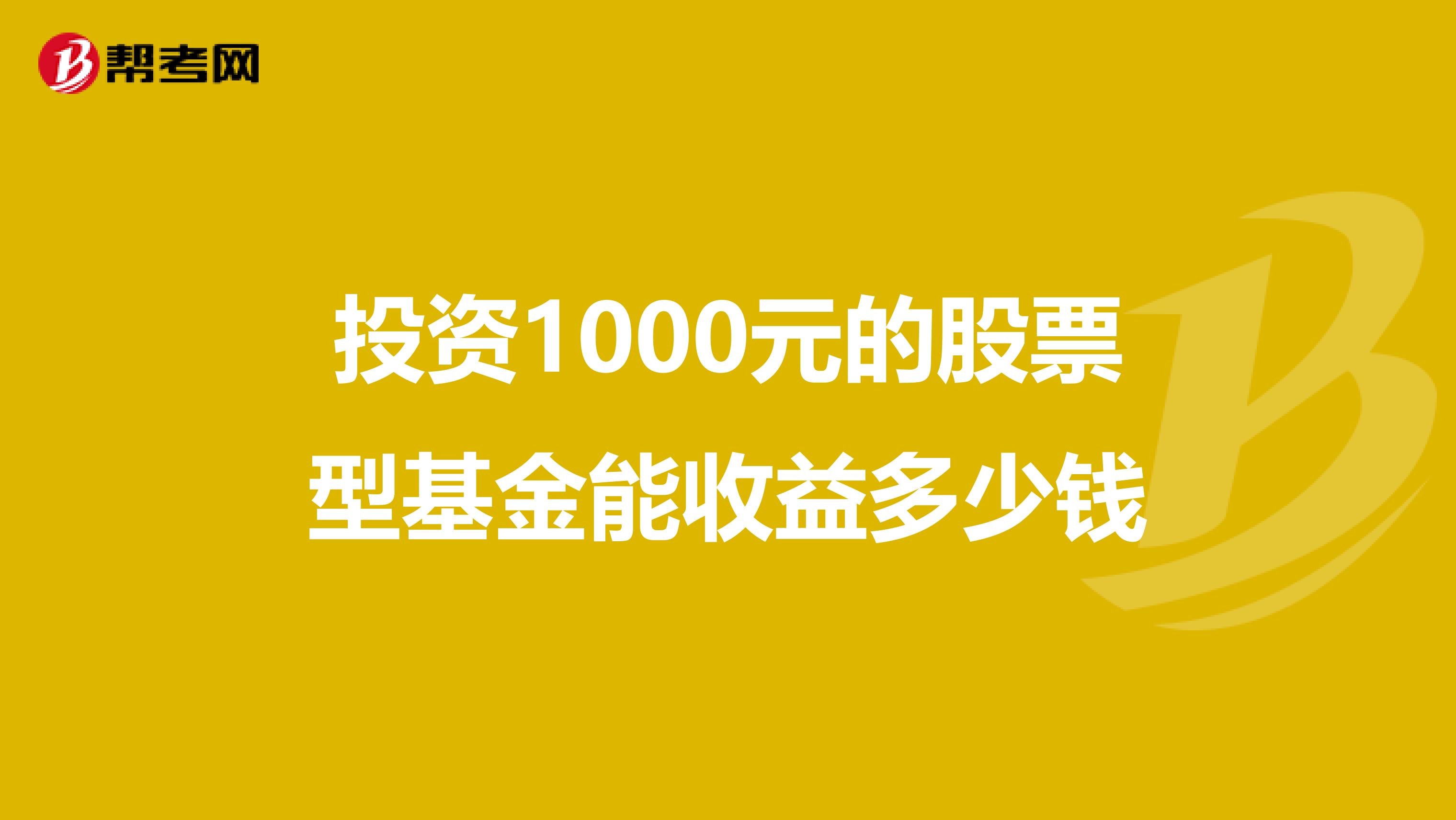 投资1000元的股票型基金能收益多少钱