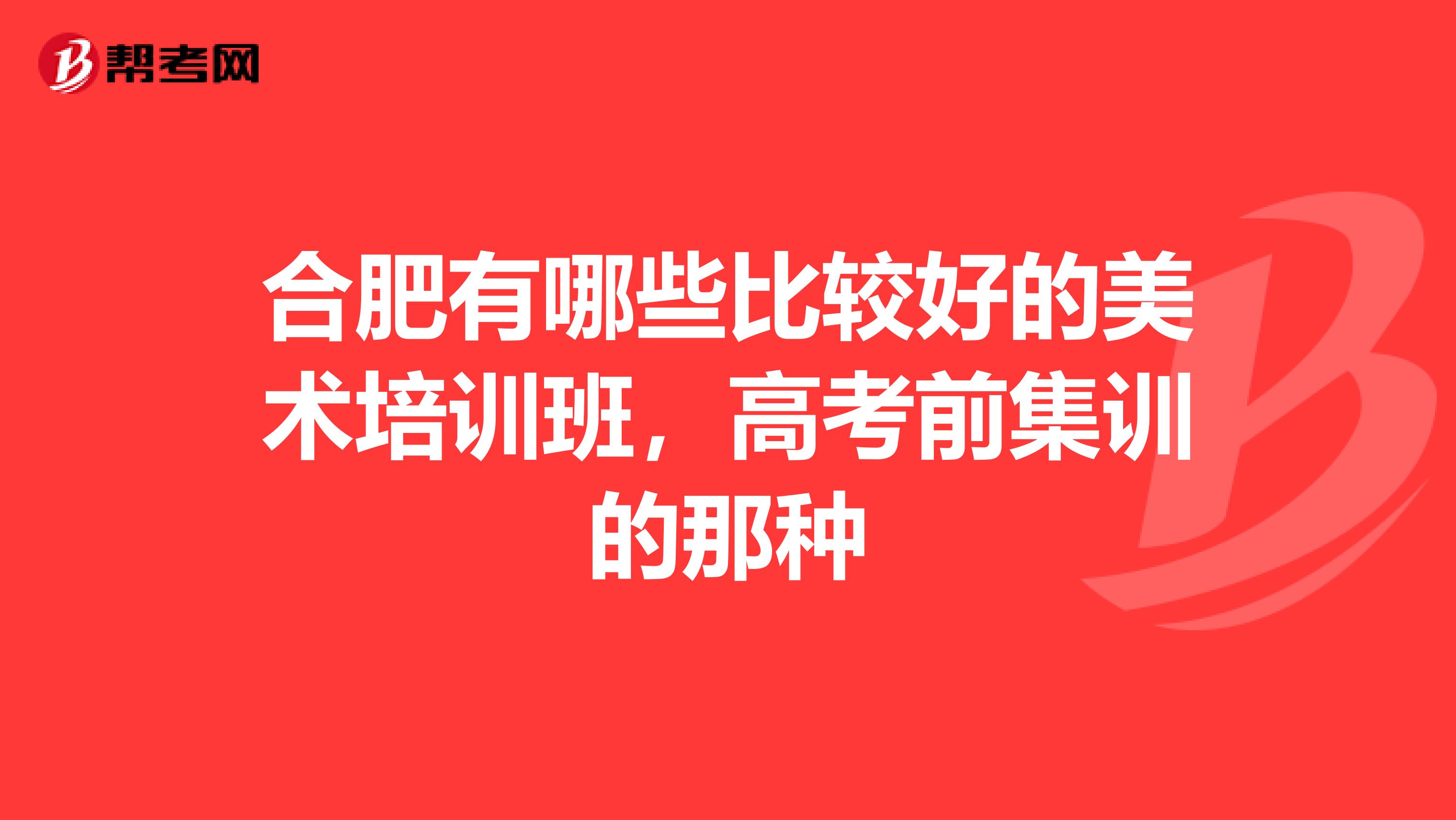 合肥有哪些比较好的美术培训班,高考前集训的那种