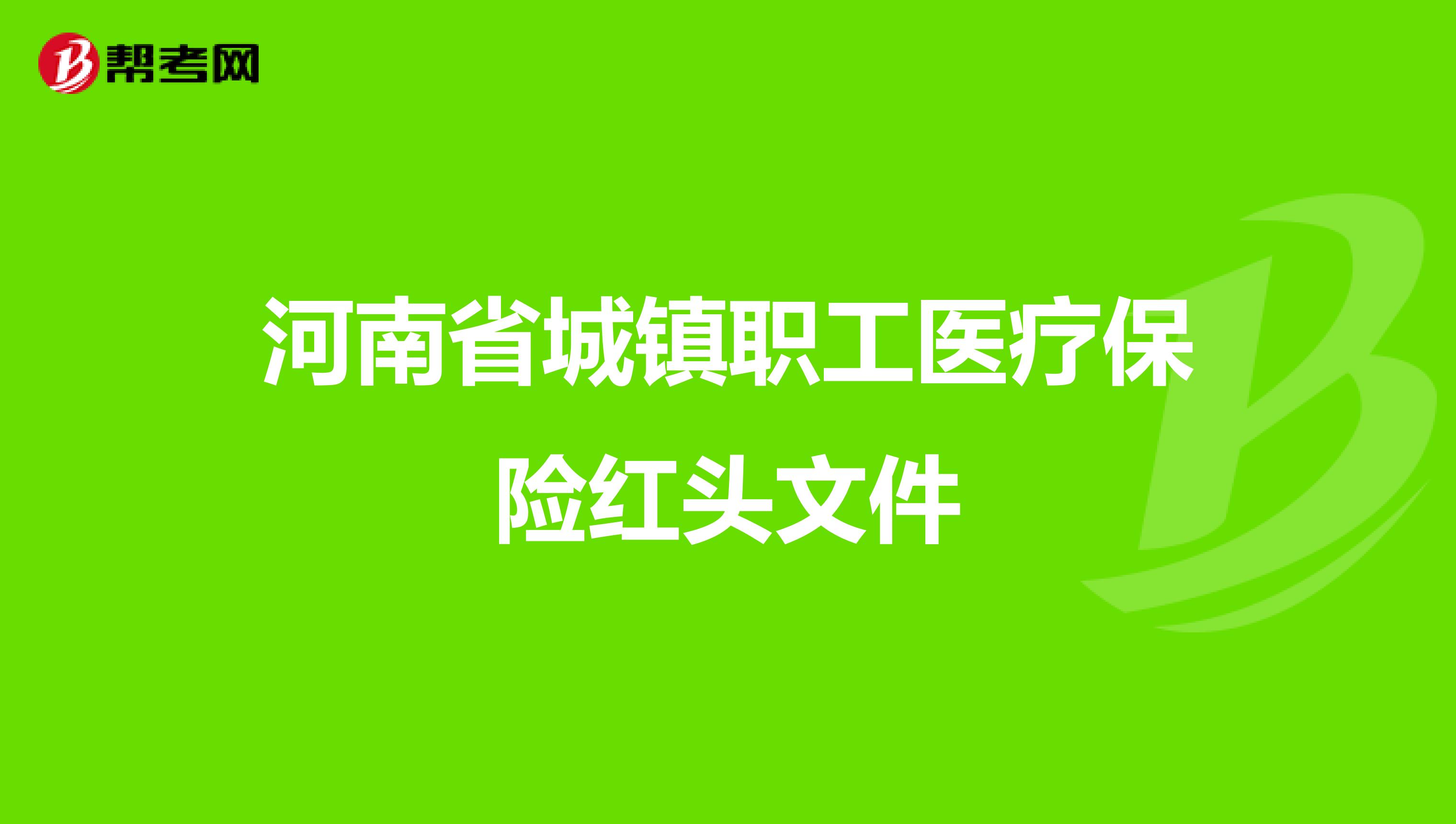 河南省城镇职工医疗保险红头文件