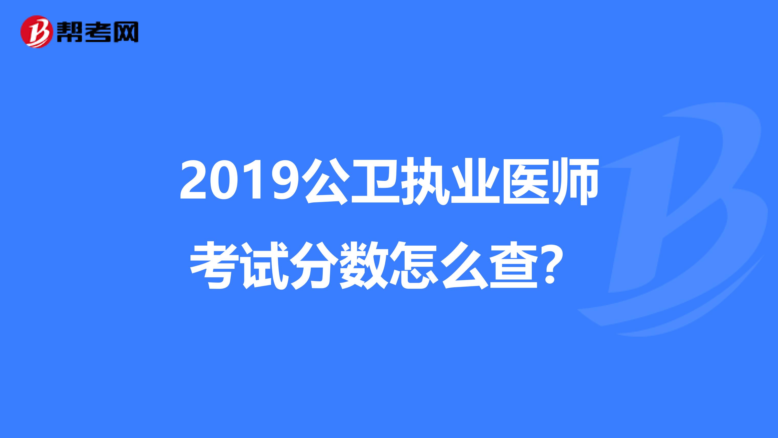 2019公卫执业医师考试分数怎么查?