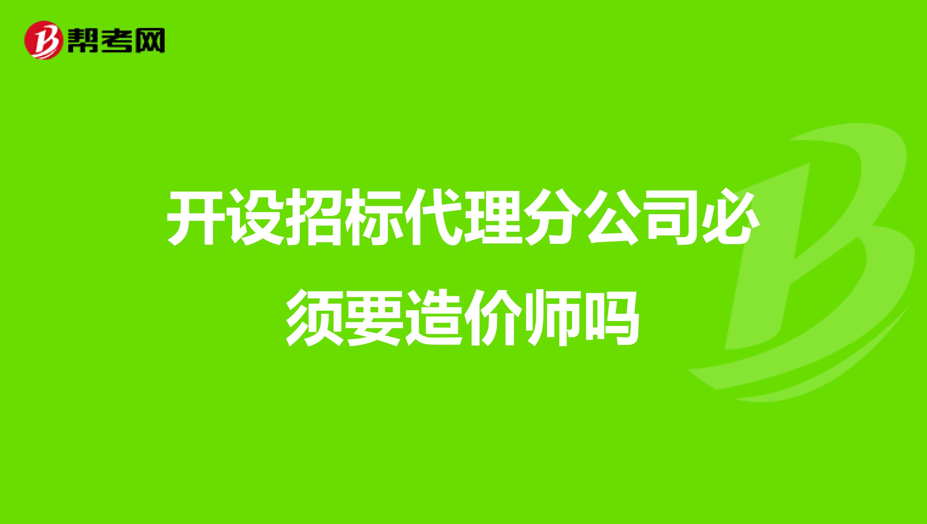 開設招標代理分公司必須要造價師嗎