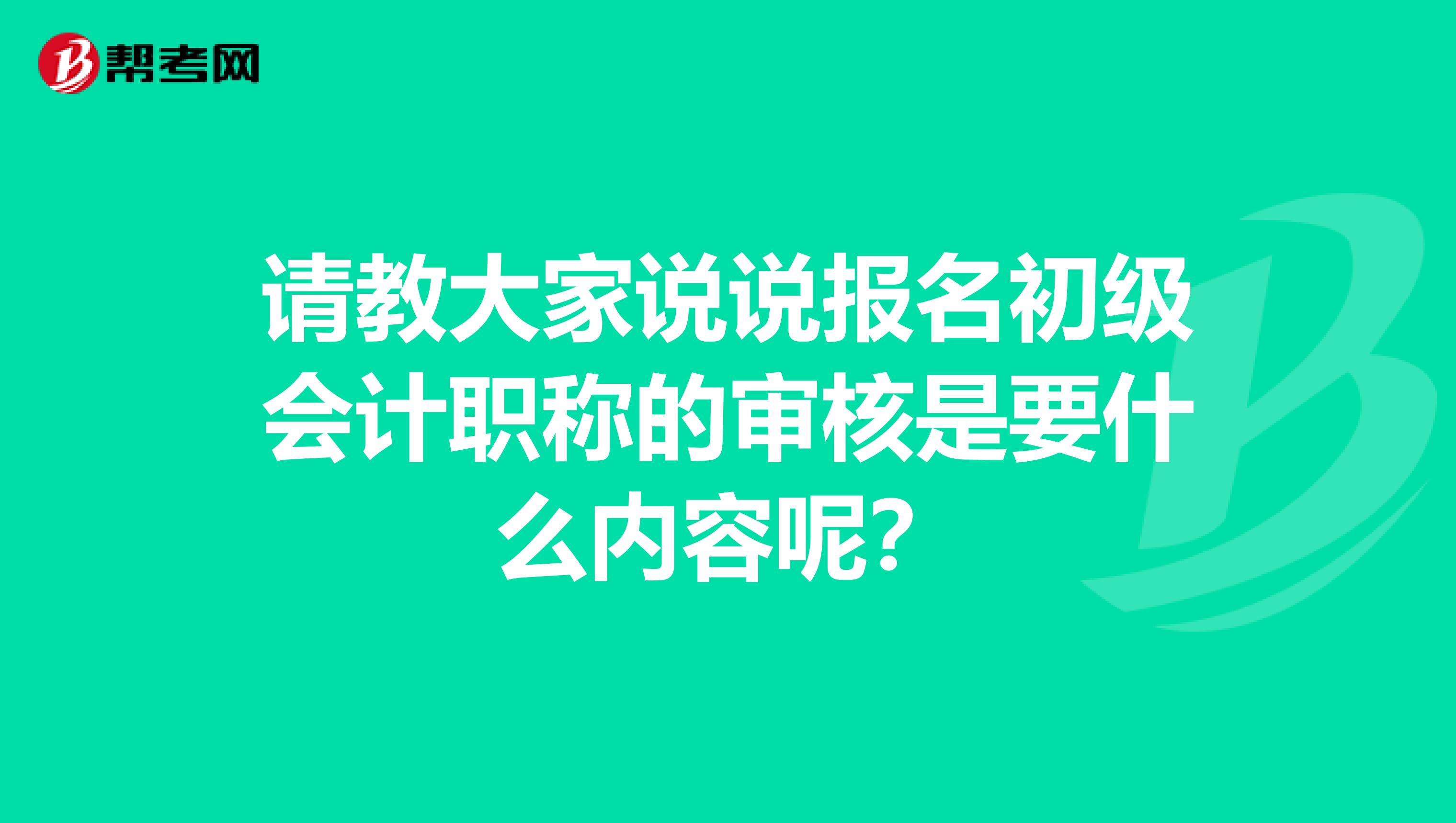 请教大家说说报名初级会计职称的审核是要什么内容呢？