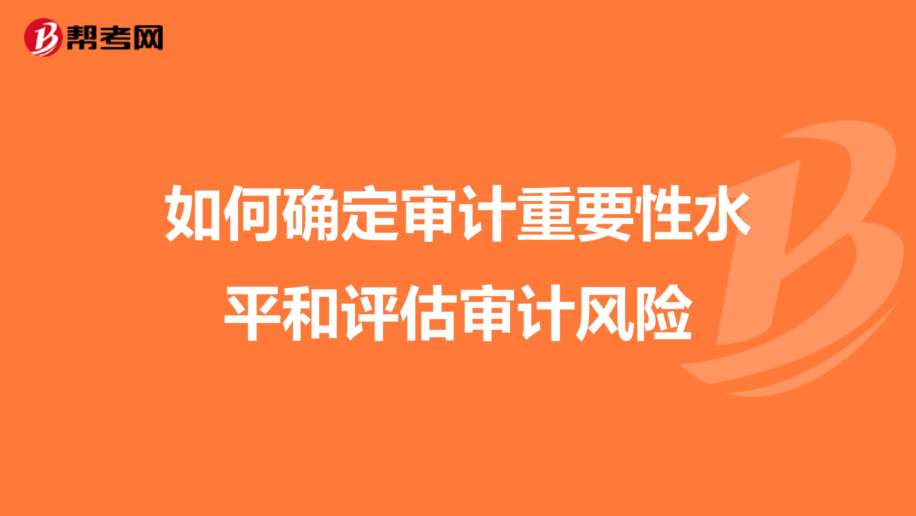 如何确定审计重要性水平和评估审计风险