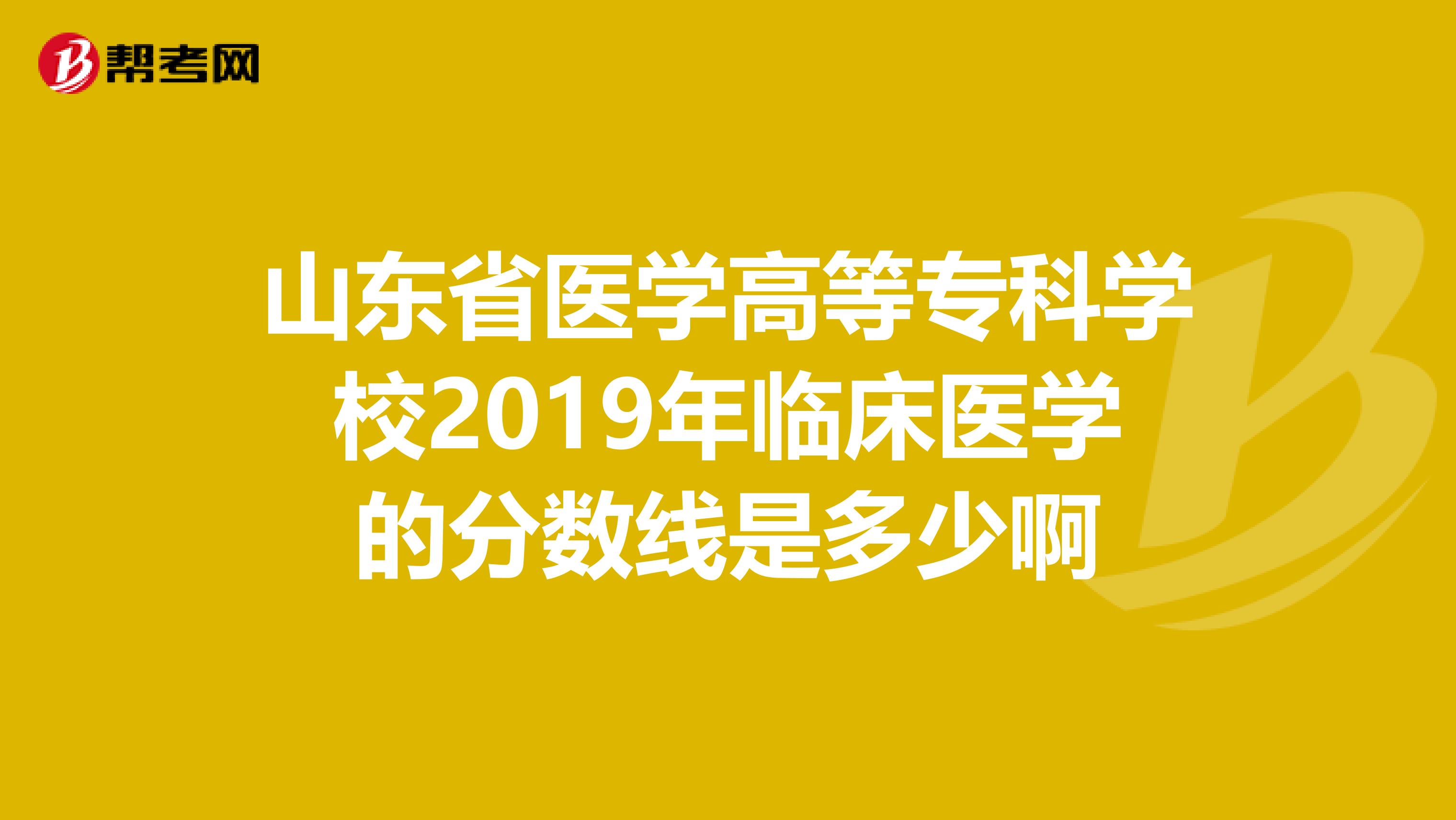 山东省医学高等专科学校2019年临床医学的分数线是多少啊