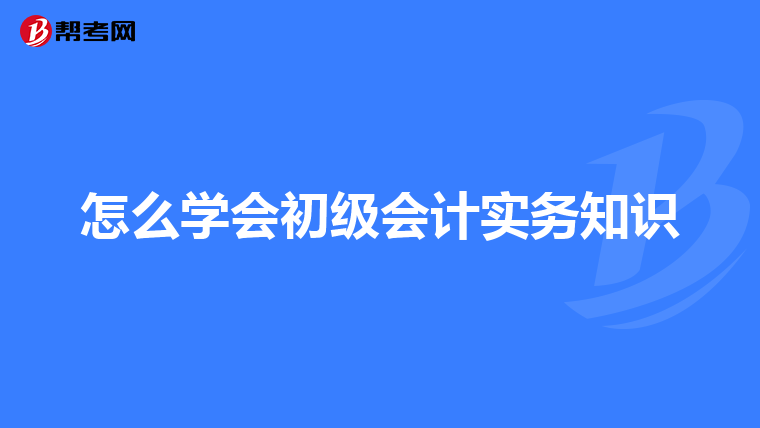 怎么学会初级会计实务知识