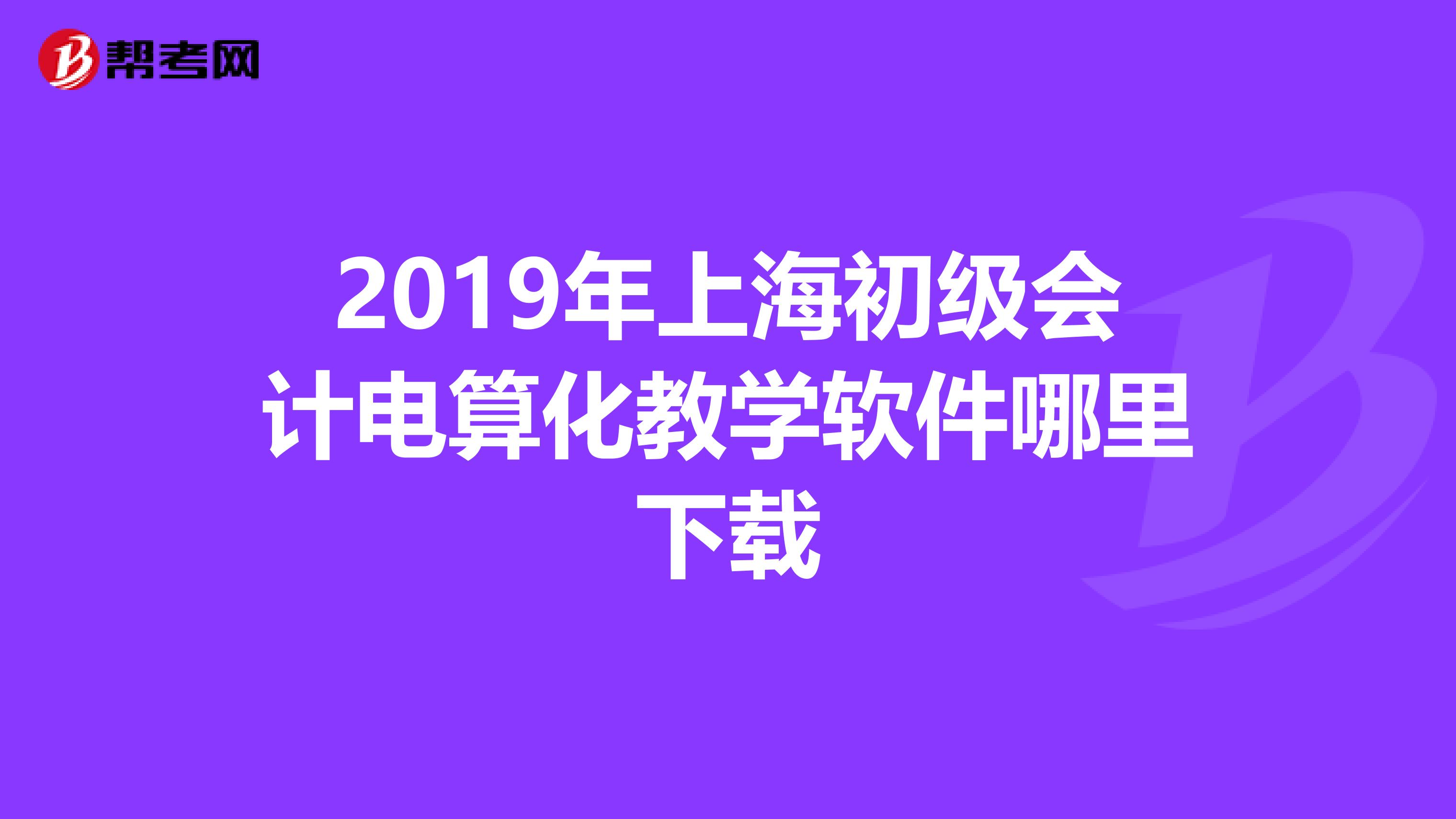 2019年上海初级会计电算化教学软件哪里下载