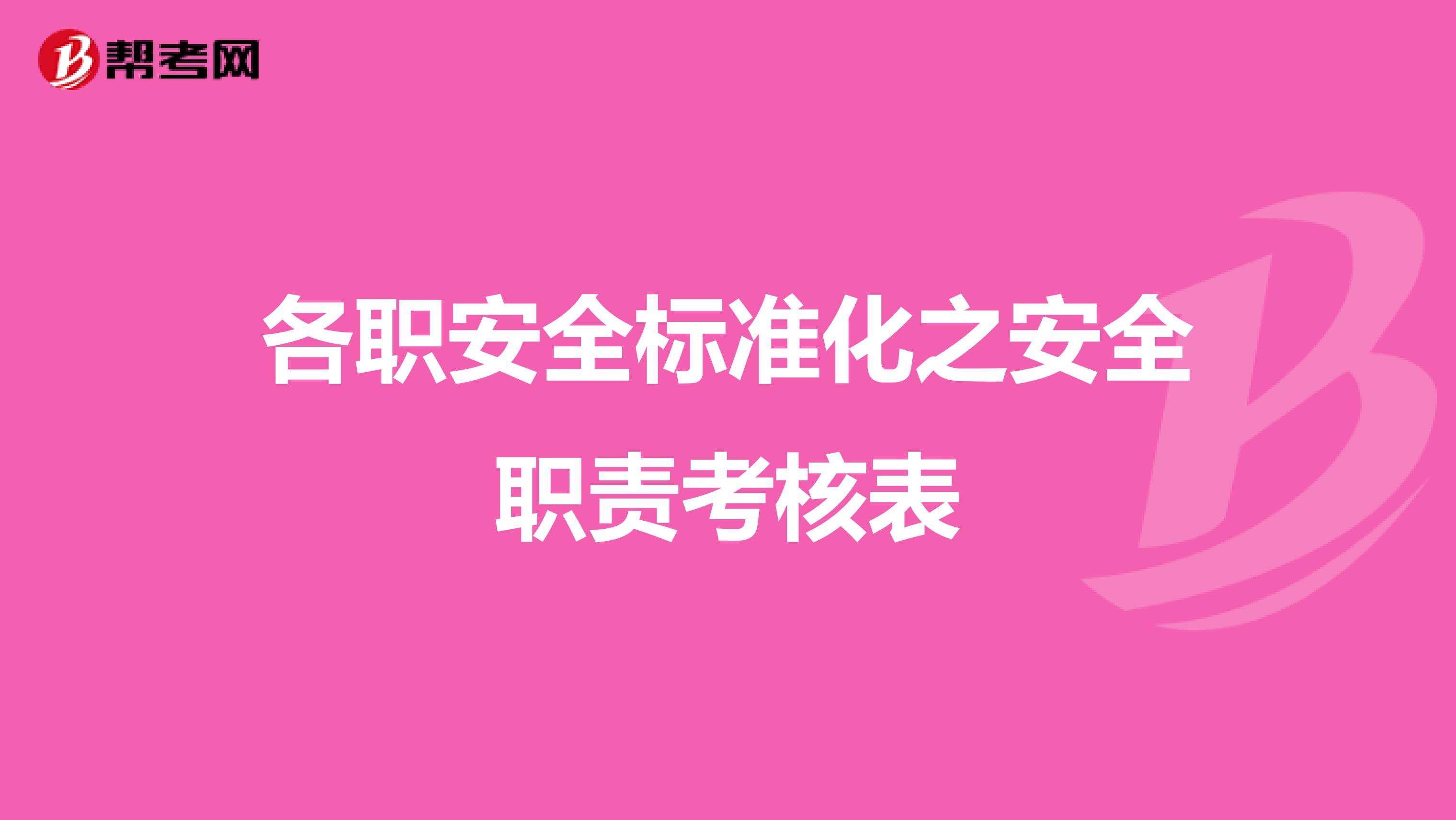 各职安全标准化之安全职责考核表