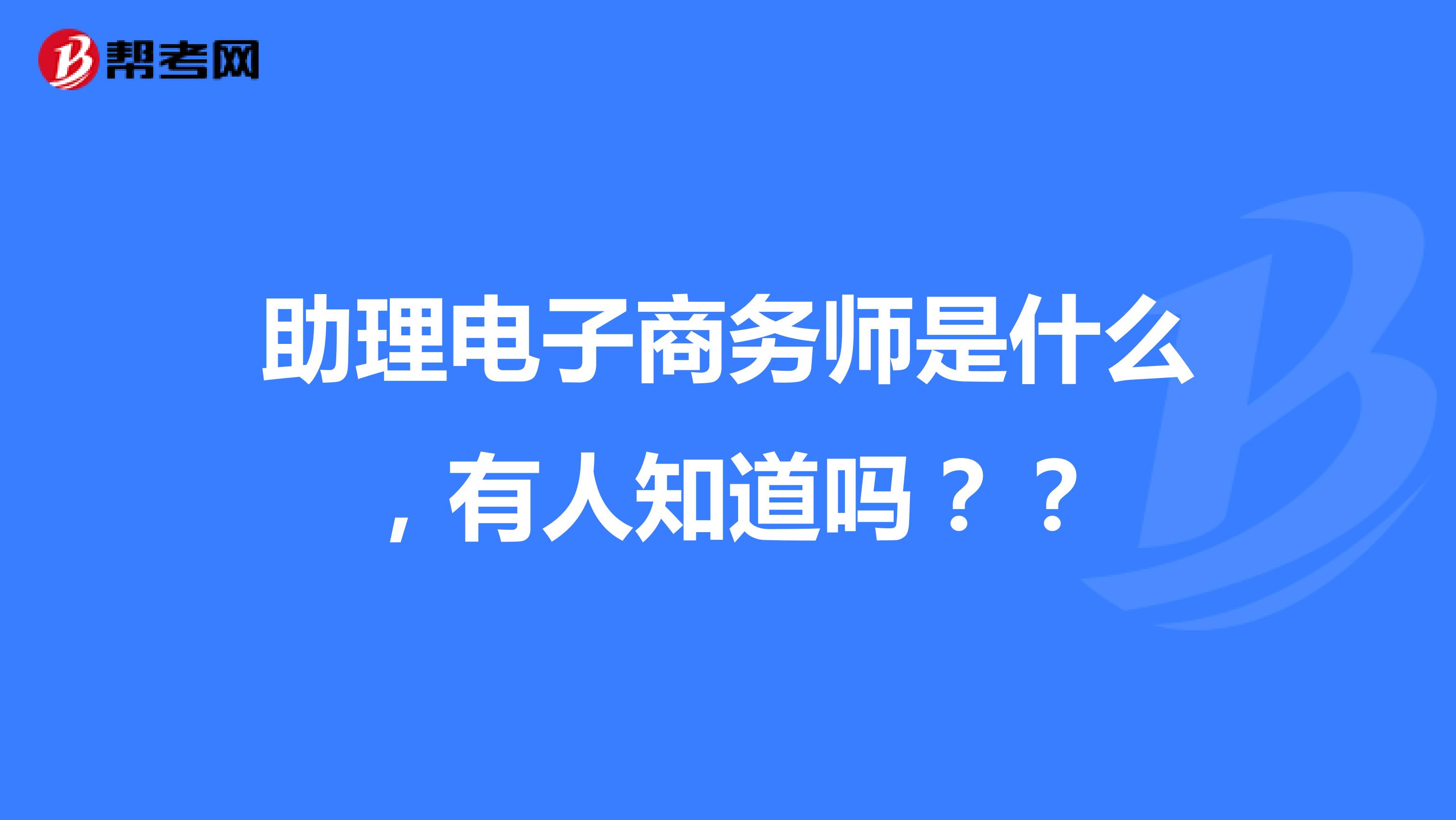 助理電子商務(wù)師是什么，有人知道嗎？？
