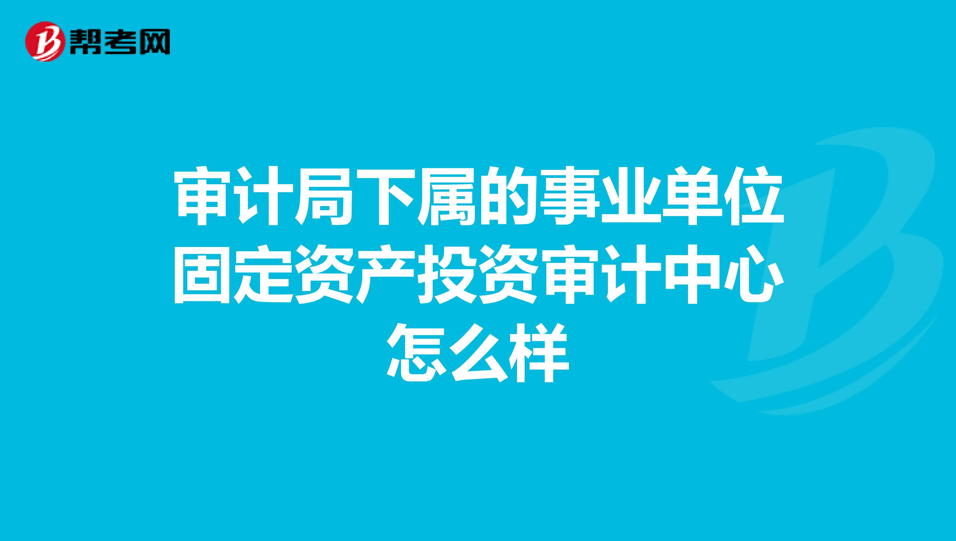 审计局下属的事业单位固定资产投资审计中心怎么样